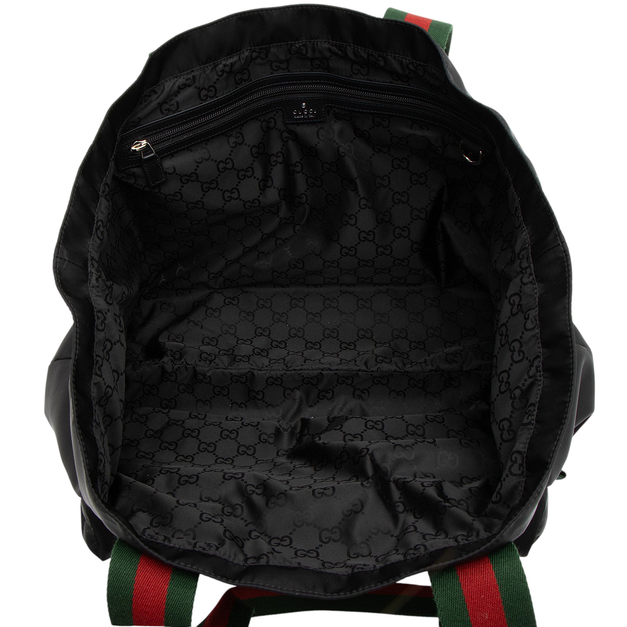 Gucci Nylon Embossed Logo Web Large Tote