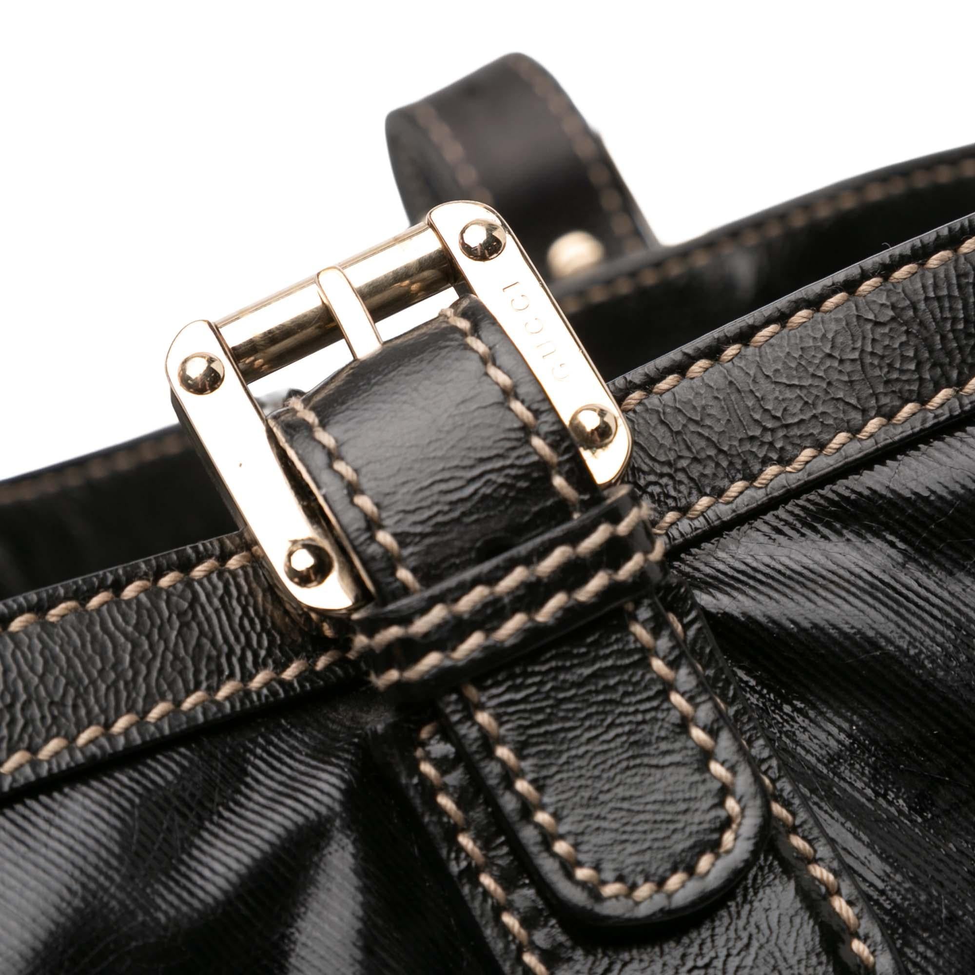 Gucci Patent Dialux Britt Web Tote