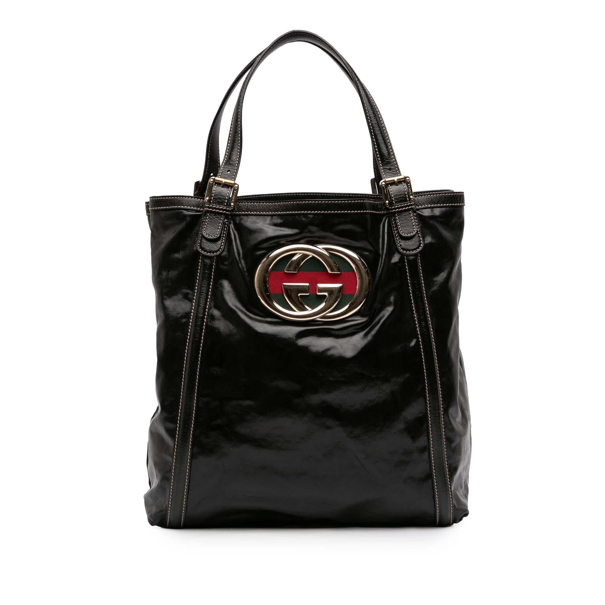 Gucci Patent Dialux Britt Web Tote