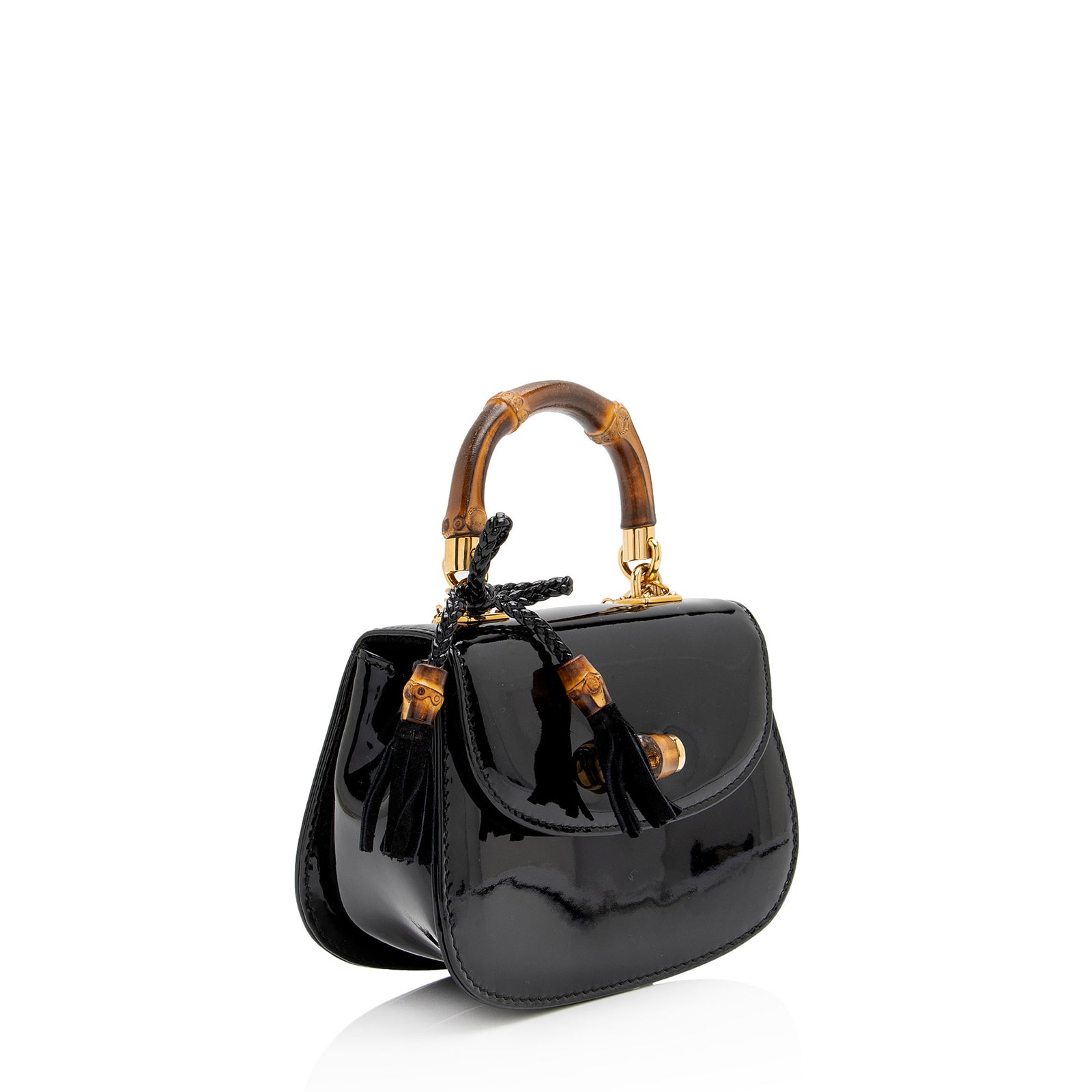 Gucci Patent Leather Bamboo Night Evening Bag SHF Mr23VK LuxeDH