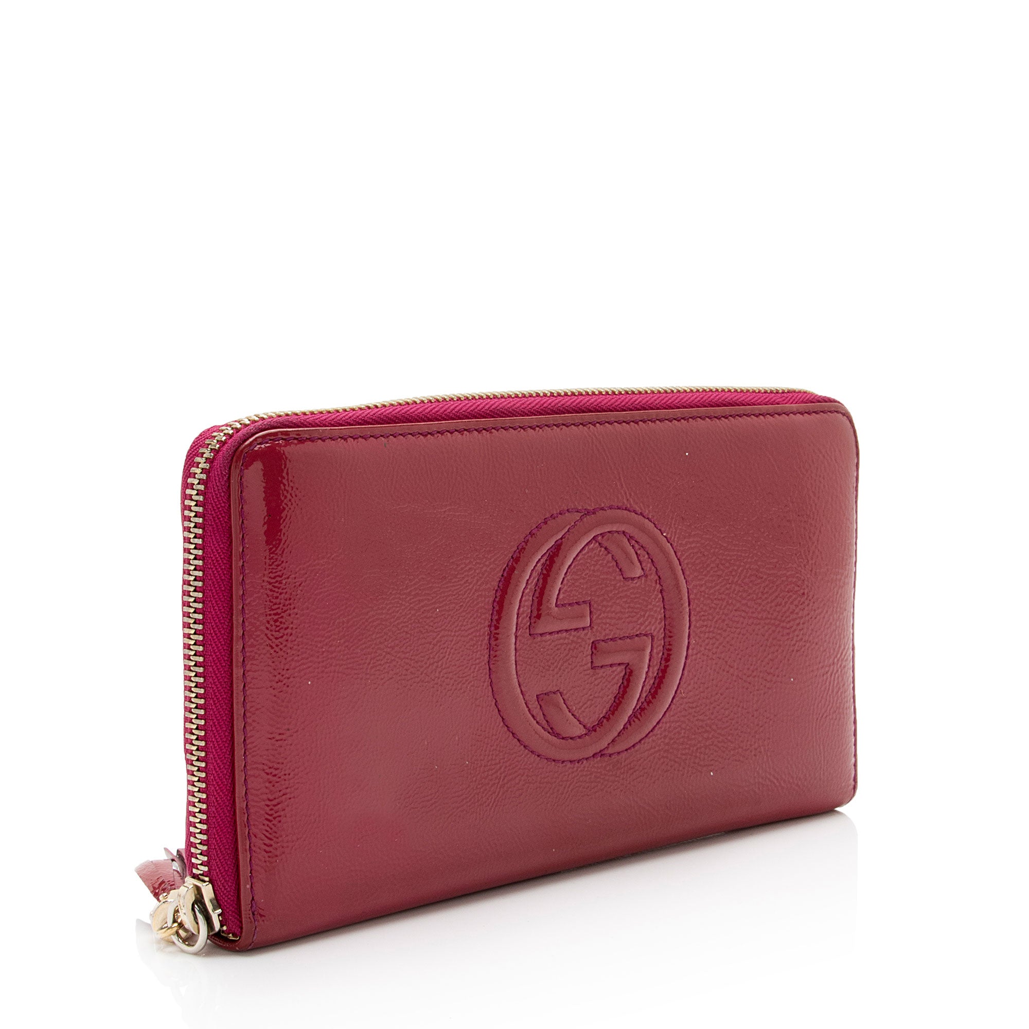 Gucci Patent Leather Soho Travel Zip Around Wallet (SHF-3tKxuo)