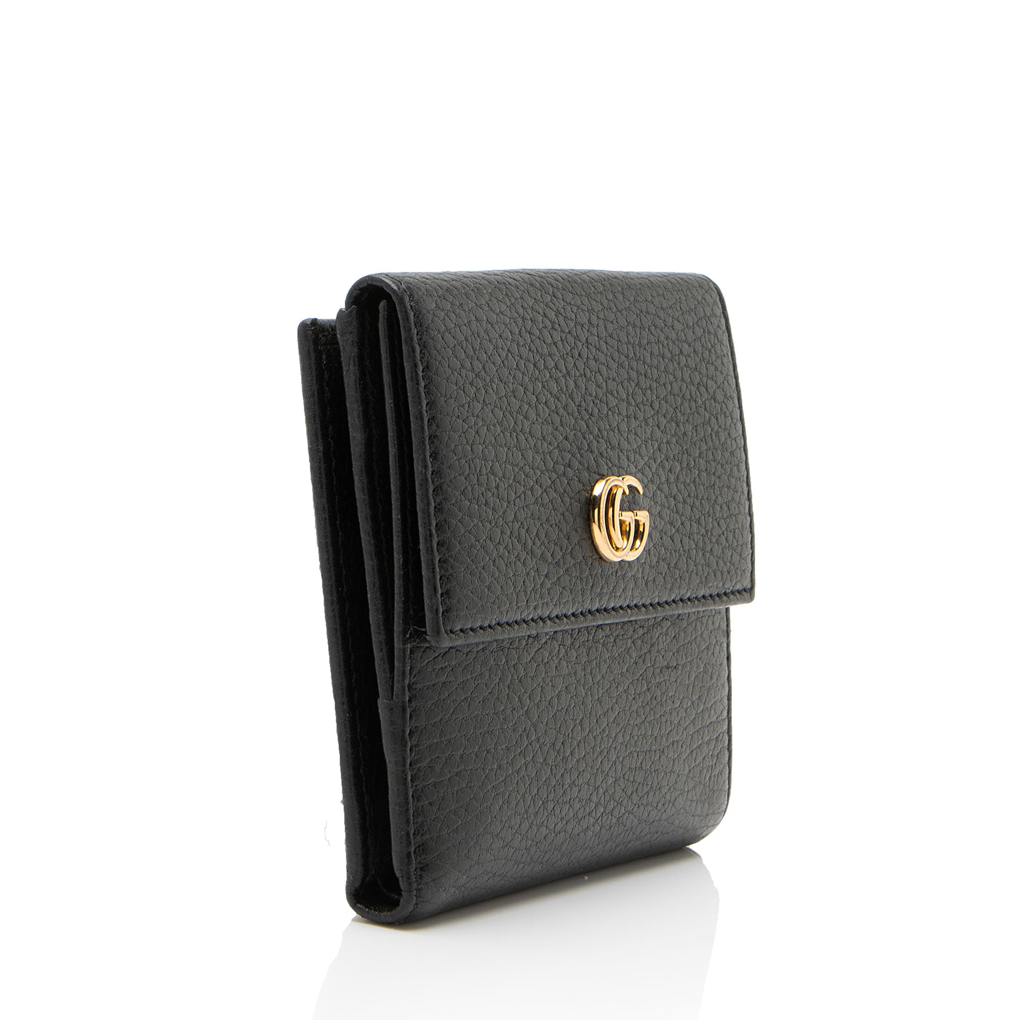 Gucci Pebbled Leather GG Marmont French Wallet