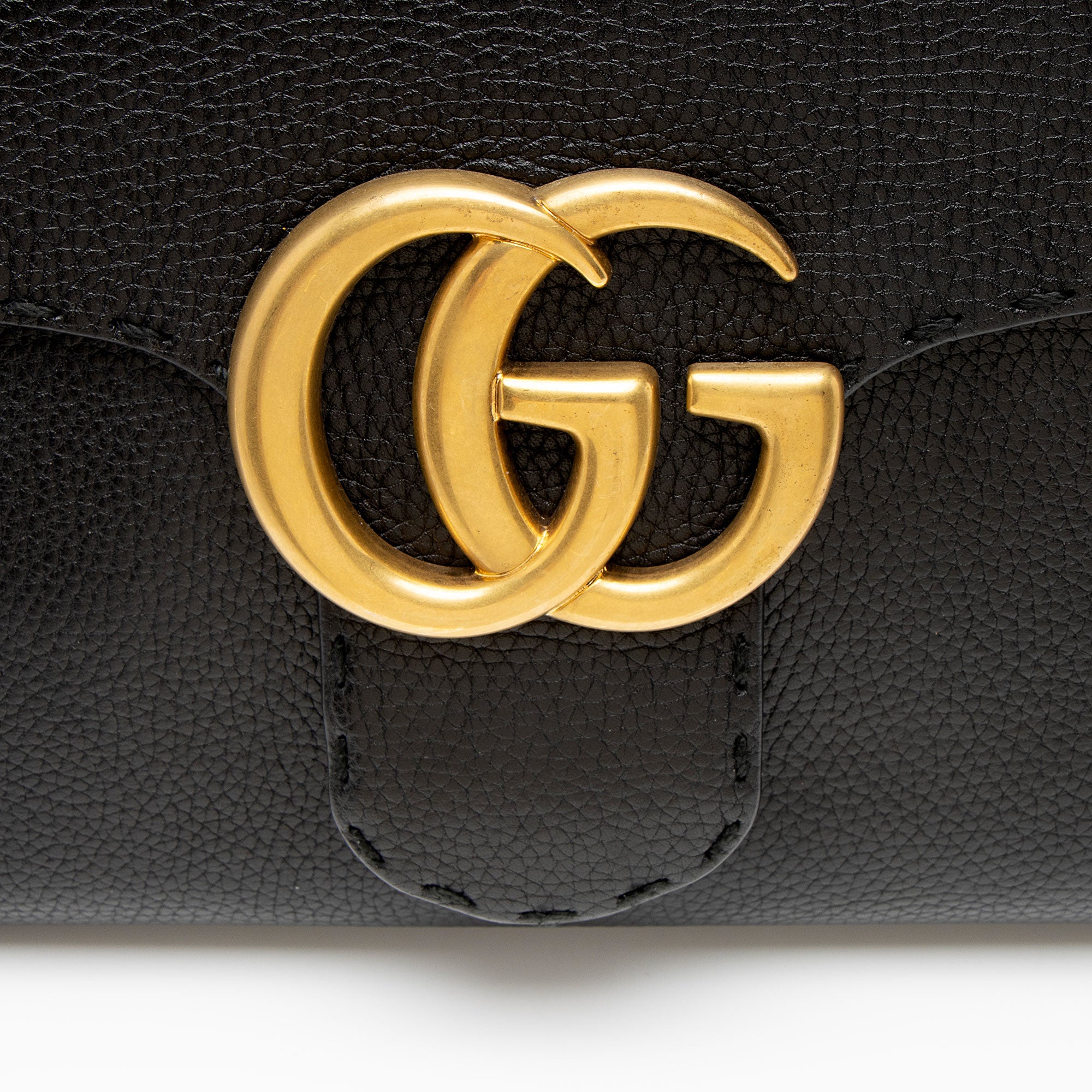 Gucci Pebbled Leather GG Marmont Top Handle
