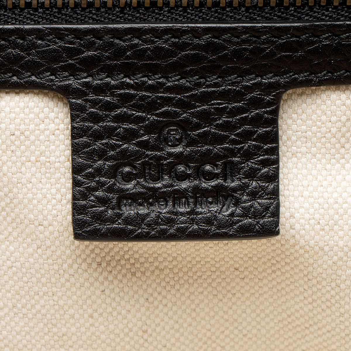 Gucci Pebbled Leather GG Marmont Top Handle