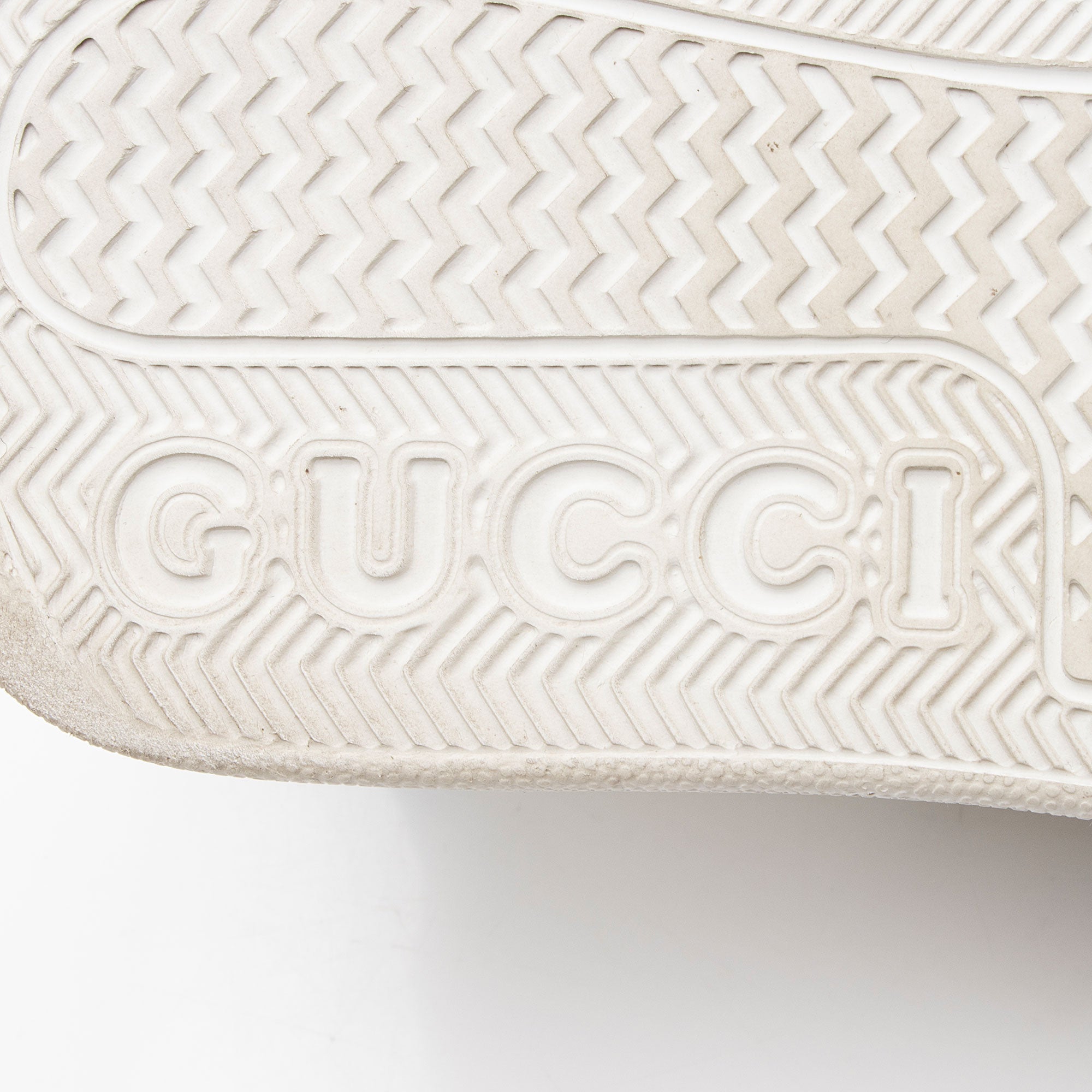 Gucci Perforated Leather Web Chunky B Sneakers - Size 8.5 / 38.5