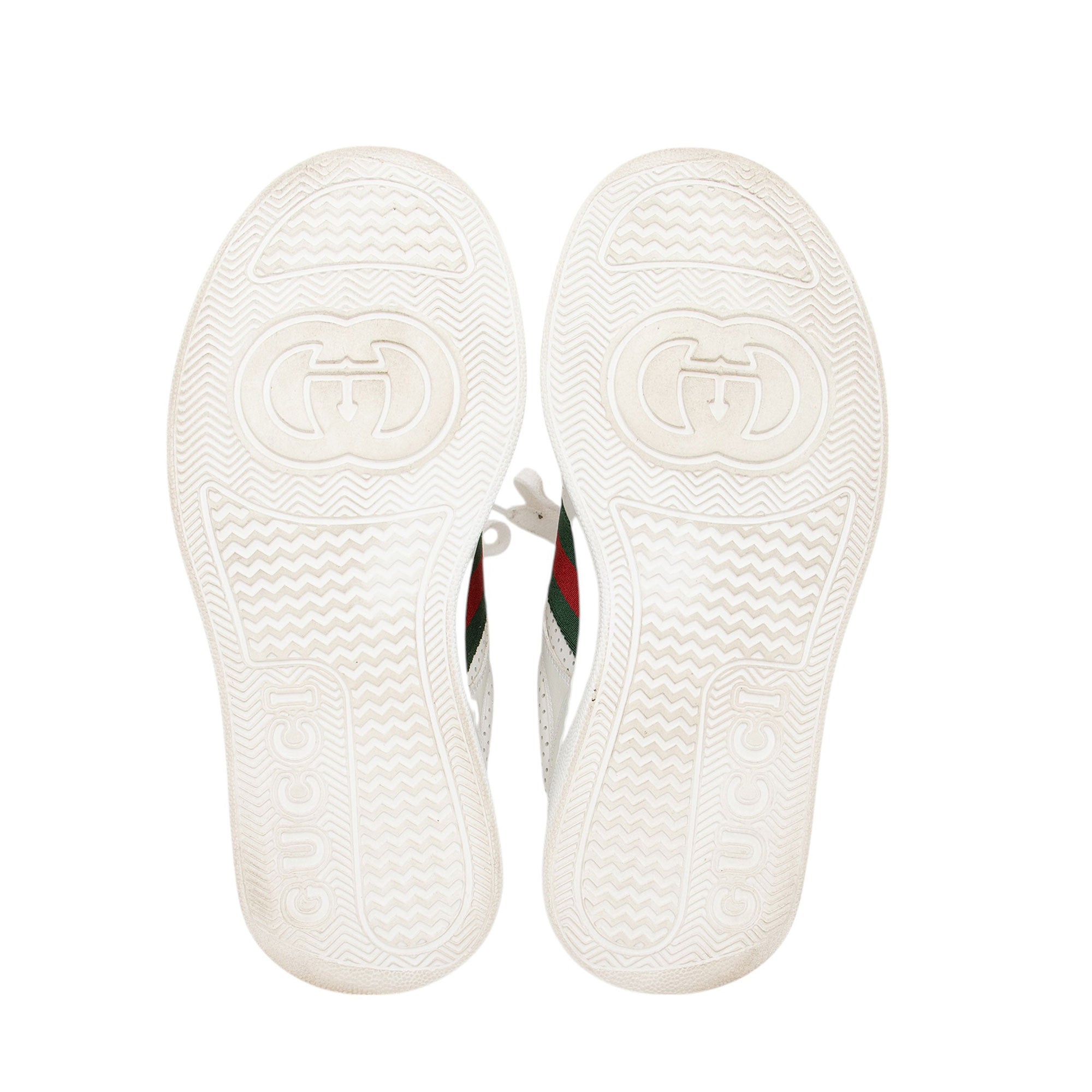 Gucci Perforated Leather Web Chunky B Sneakers - Size 8.5 / 38.5