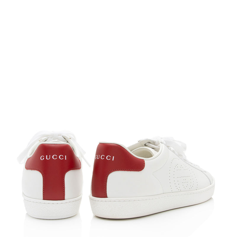 Gucci Perforated Leather Interlocking GG Ace Sneakers - Size 8.5 / 38.5 (SHF-IEm56f)