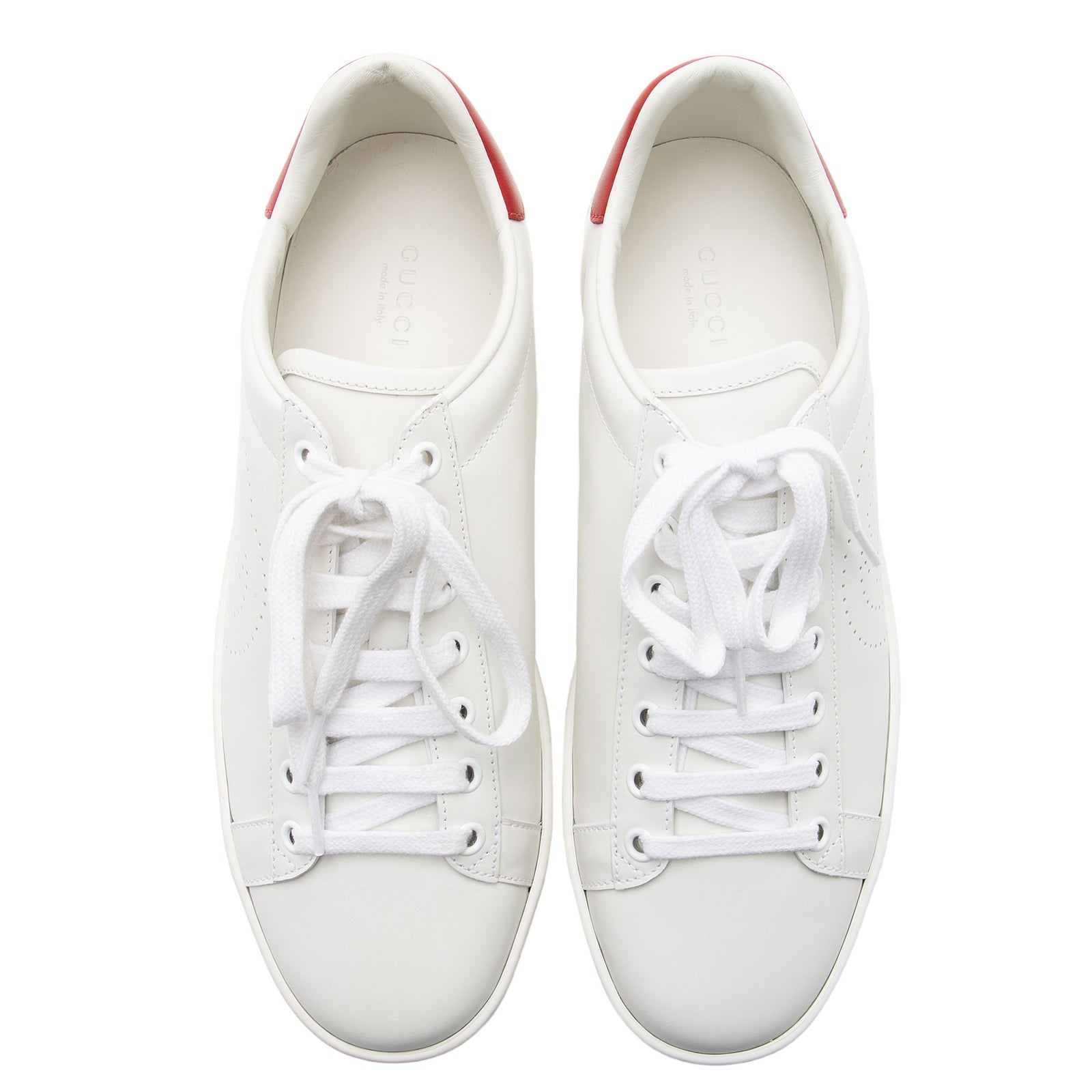 Gucci Perforated Leather Interlocking GG Ace Sneakers Size 8.5 38. LuxeDH