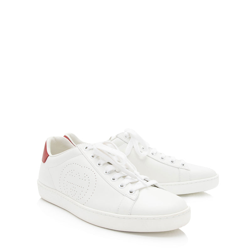Gucci Perforated Leather Interlocking GG Ace Sneakers - Size 8.5 / 38.5 (SHF-IEm56f)