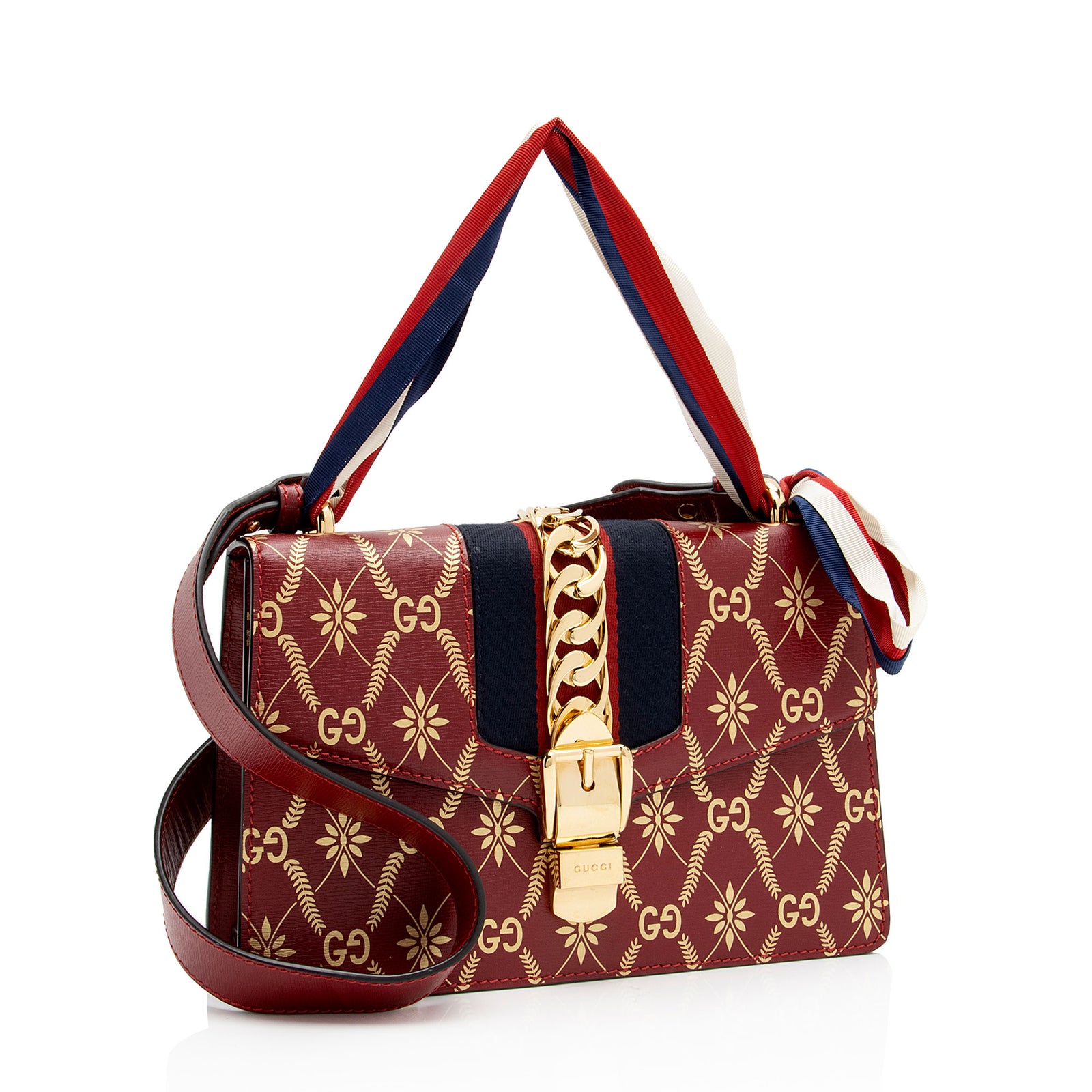 Gucci Printed Calfskin Sylvie Small Shoulder Bag SHF 6FGtNY LuxeDH