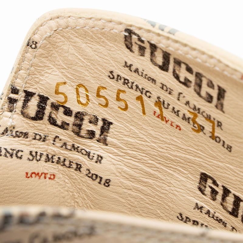 Gucci Printed Leather Logo Stamp Horsebit Princeton Mules - Size 7 / 37 (SHF-gNbUhz)