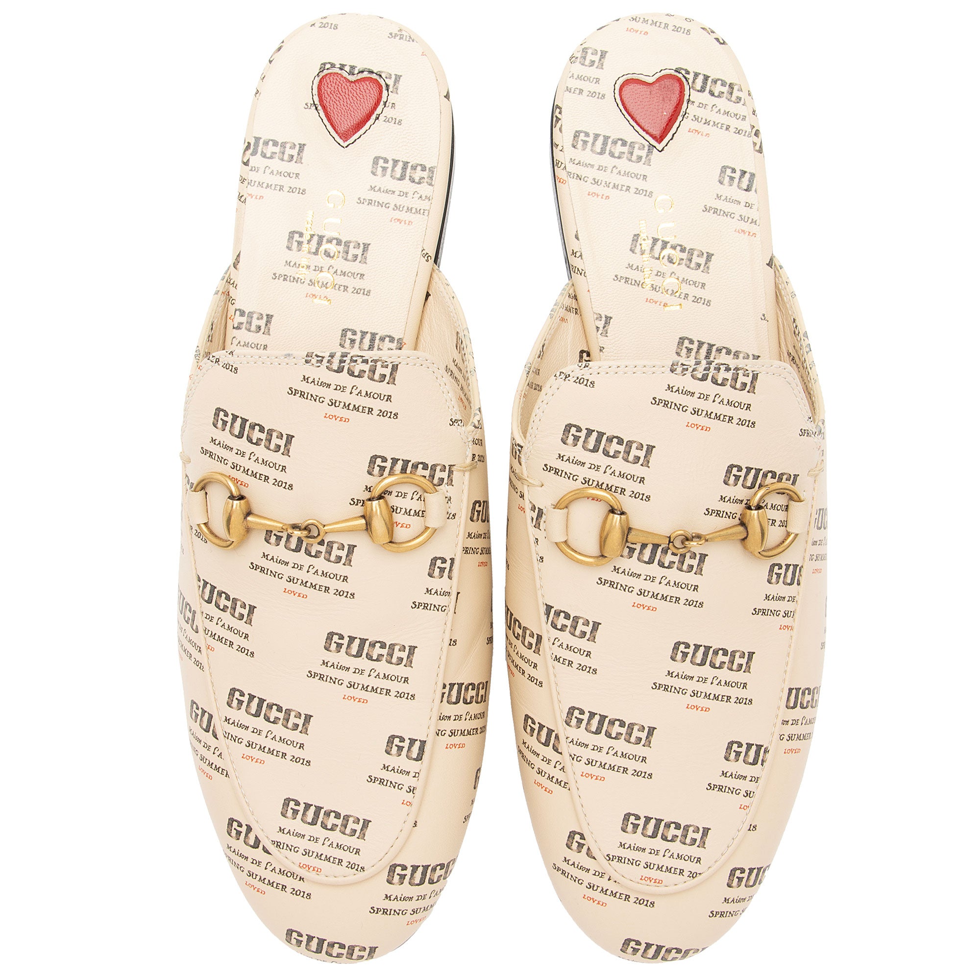 Gucci Printed Leather Logo Stamp Horsebit Princeton Mules - Size 7 / 37 (SHF-gNbUhz)