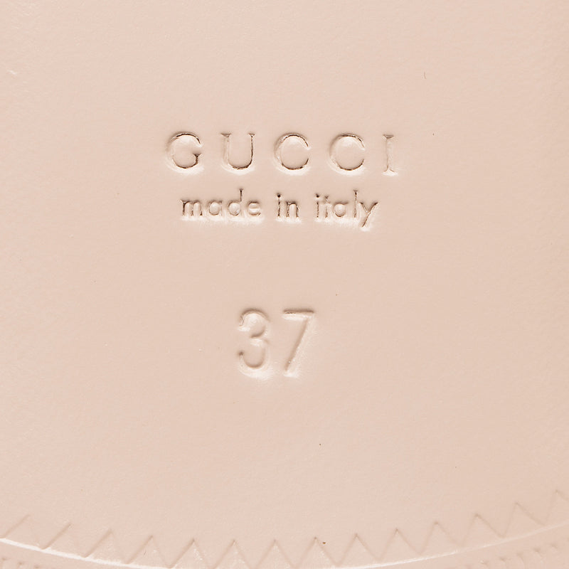 Gucci Printed Leather Logo Stamp Horsebit Princeton Mules - Size 7 / 37 (SHF-gNbUhz)