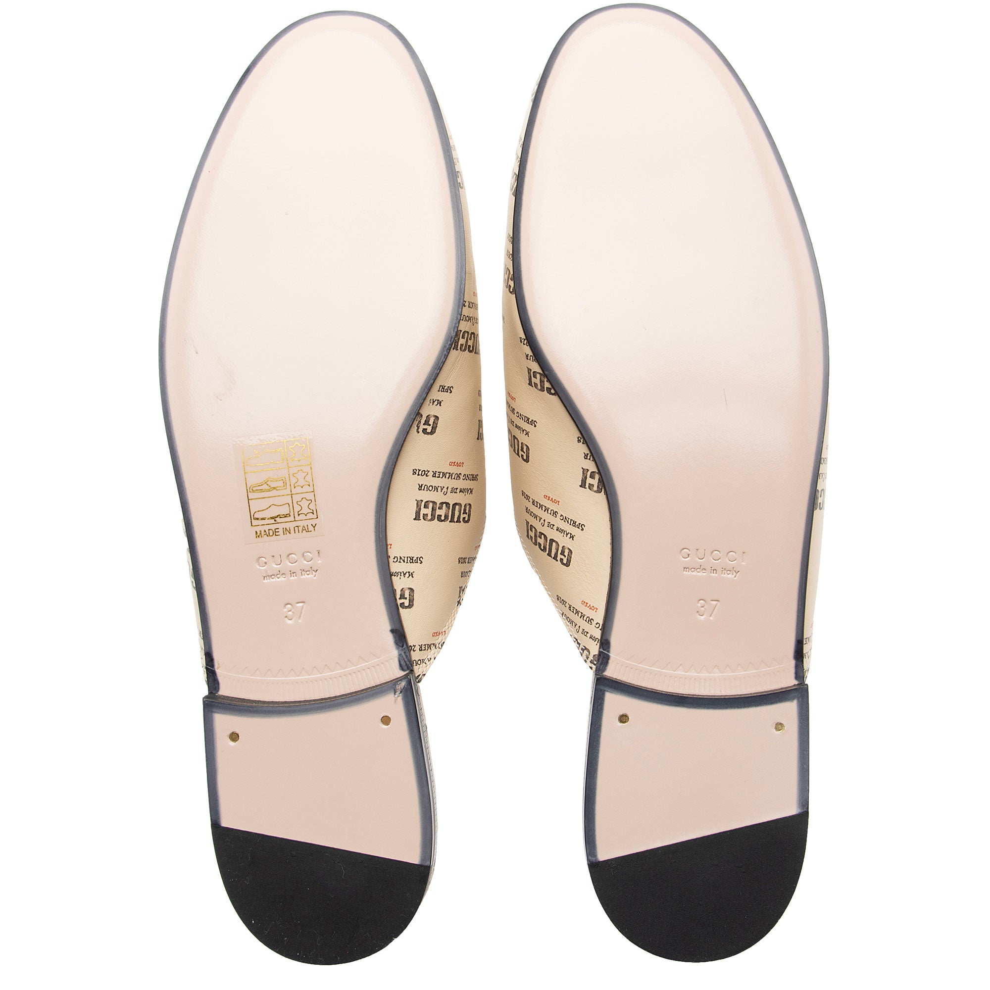 Gucci Printed Leather Logo Stamp Horsebit Princeton Mules - Size 7 / 37 (SHF-gNbUhz)