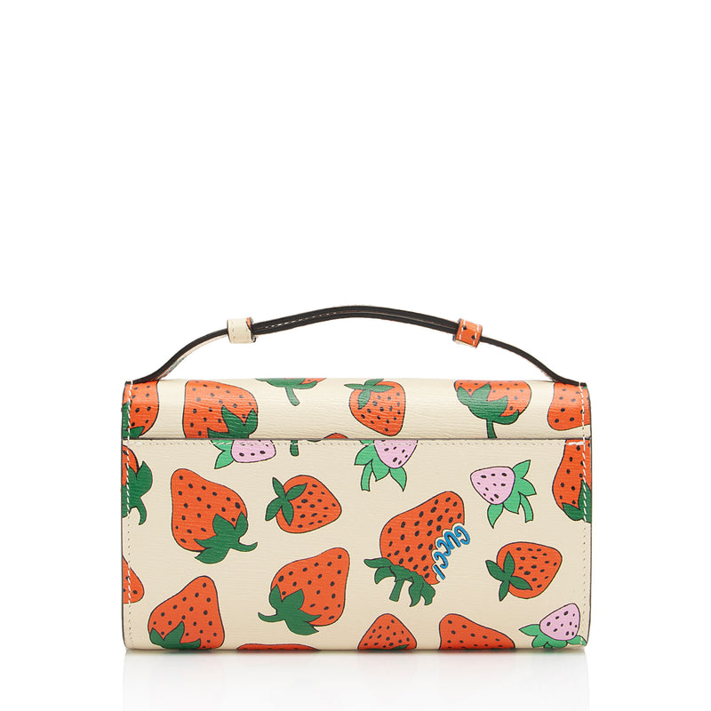 Gucci Printed Leather Strawberry Zumi Mini Shoulder Bag (SHF-Se6JXX)