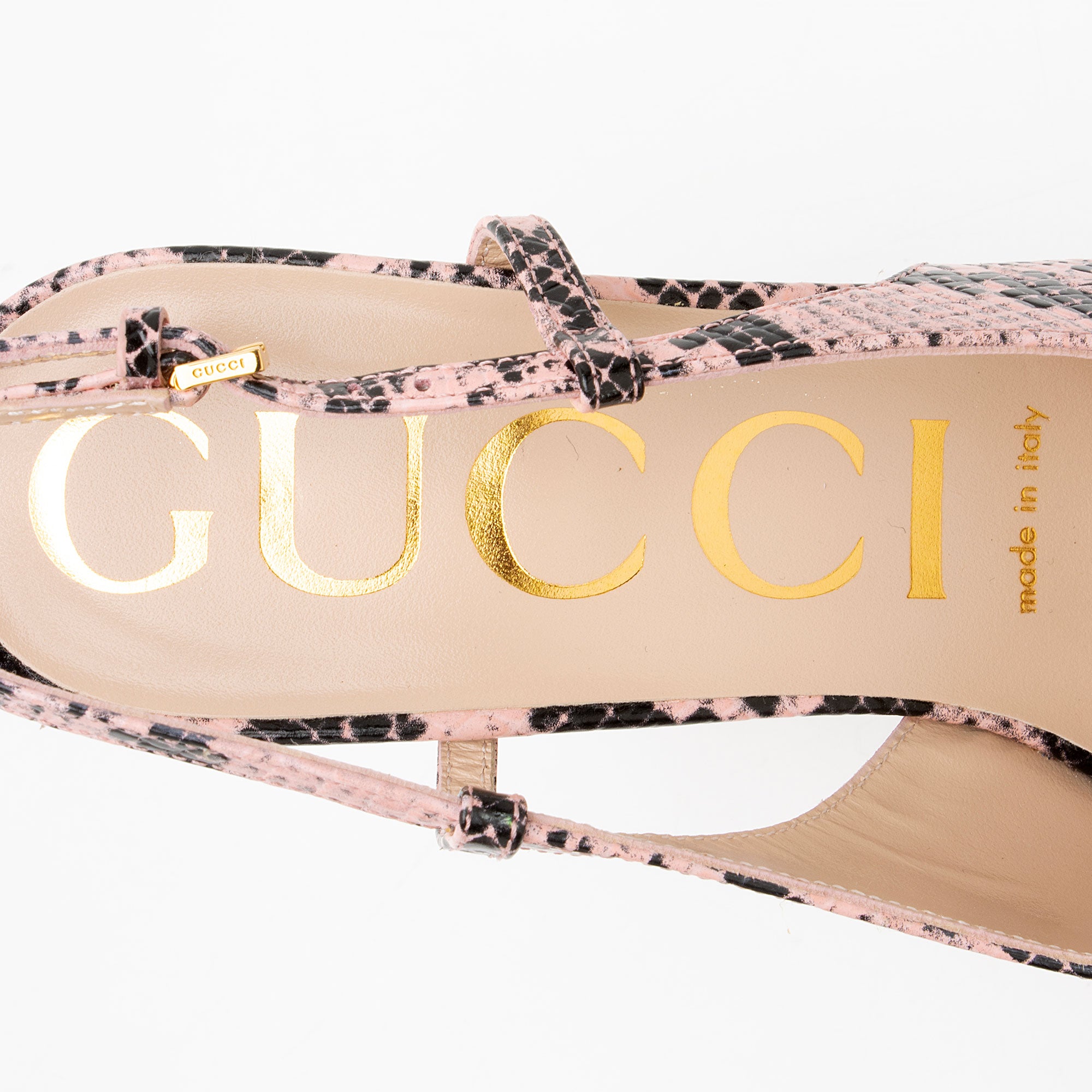 Gucci Python Embossed Horsebit Slingback Platform Pumps - Size 8.5 / 38.5