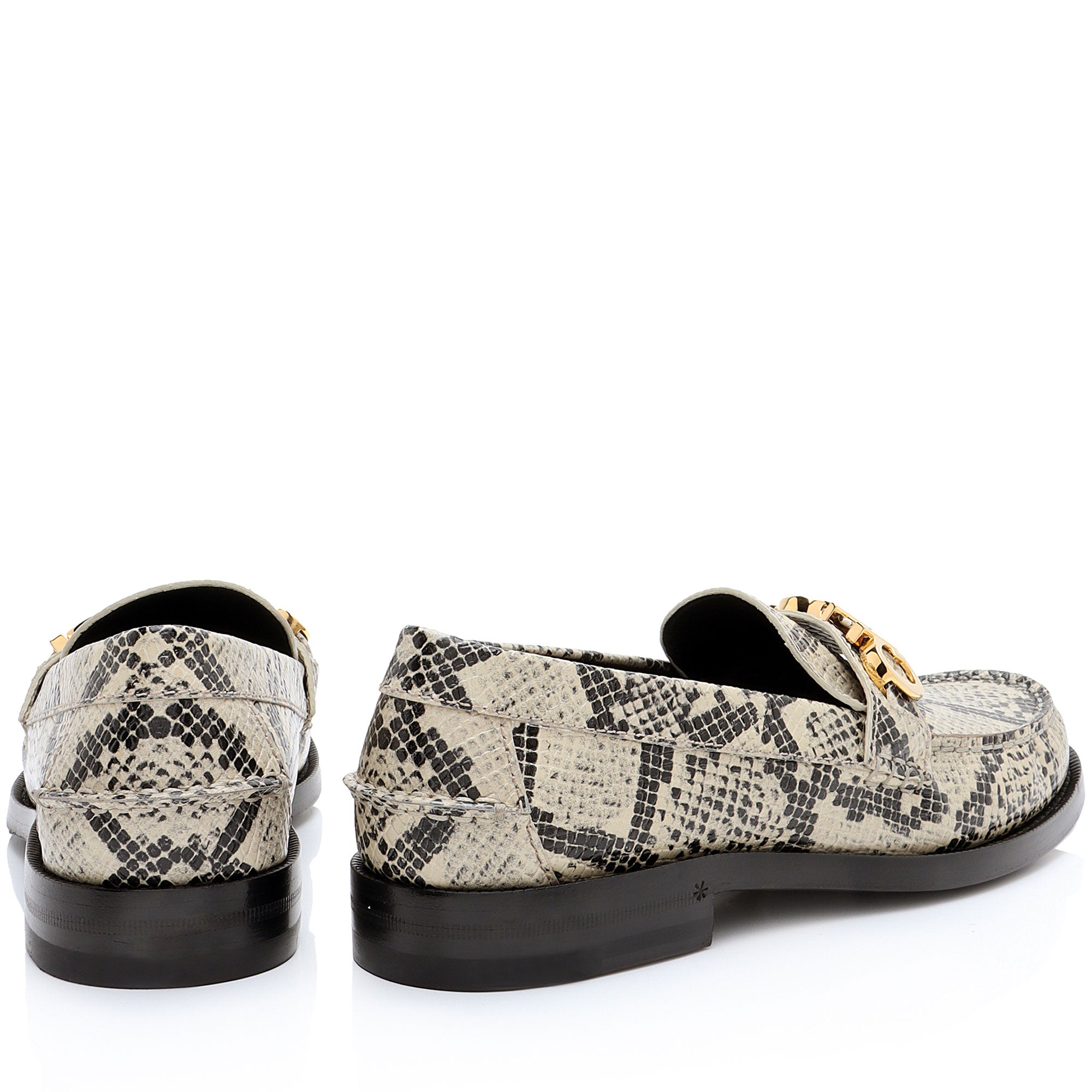 Gucci Python Embossed Logo Loafers - Size 7.5 / 37.5