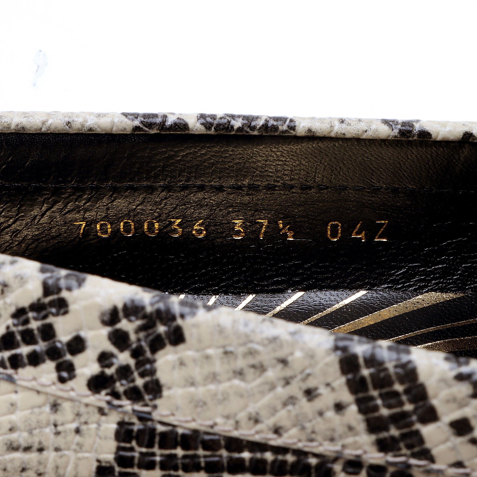 Gucci Python Embossed Logo Loafers - Size 7.5 / 37.5