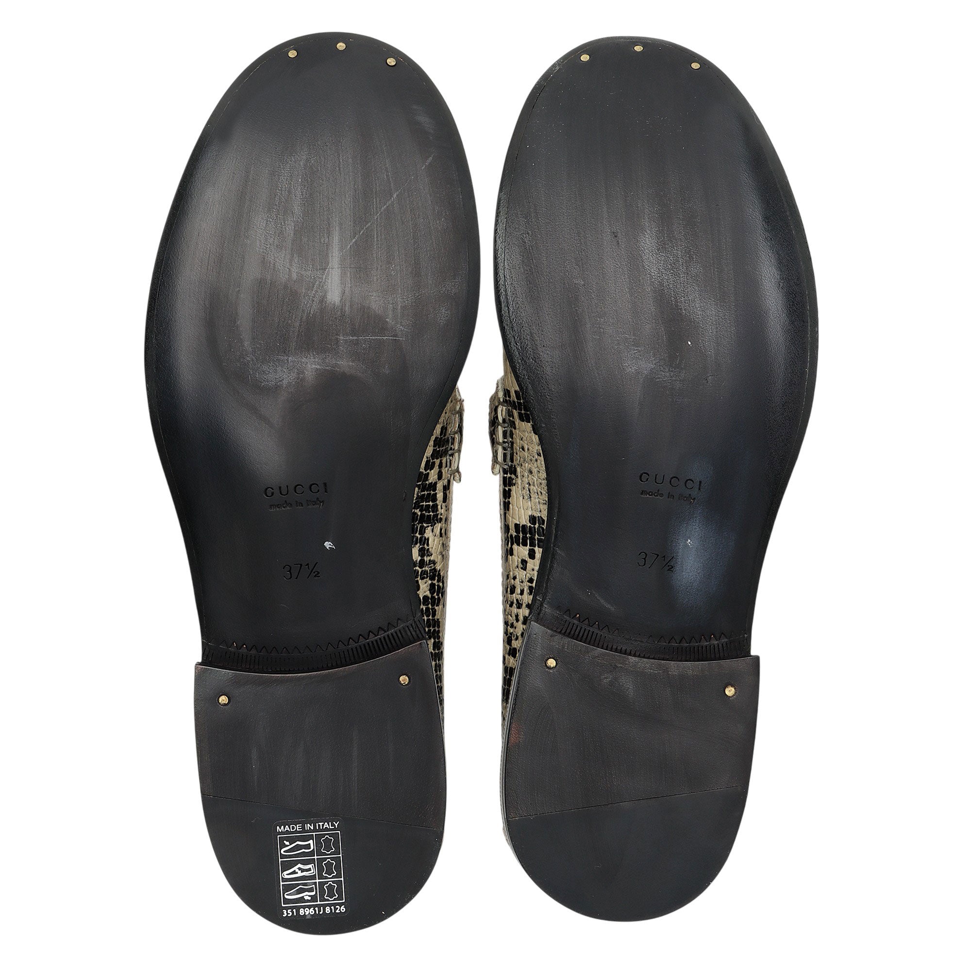 Gucci Python Embossed Logo Loafers - Size 7.5 / 37.5