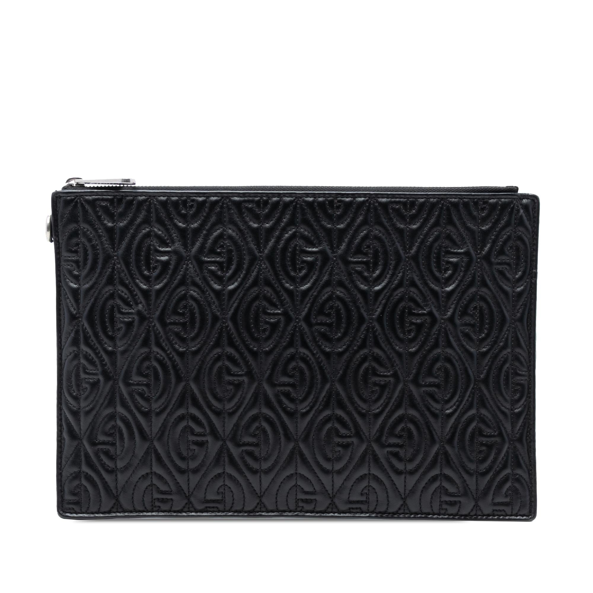 Gucci Quilted Leather G Rhombus Zip Clutch