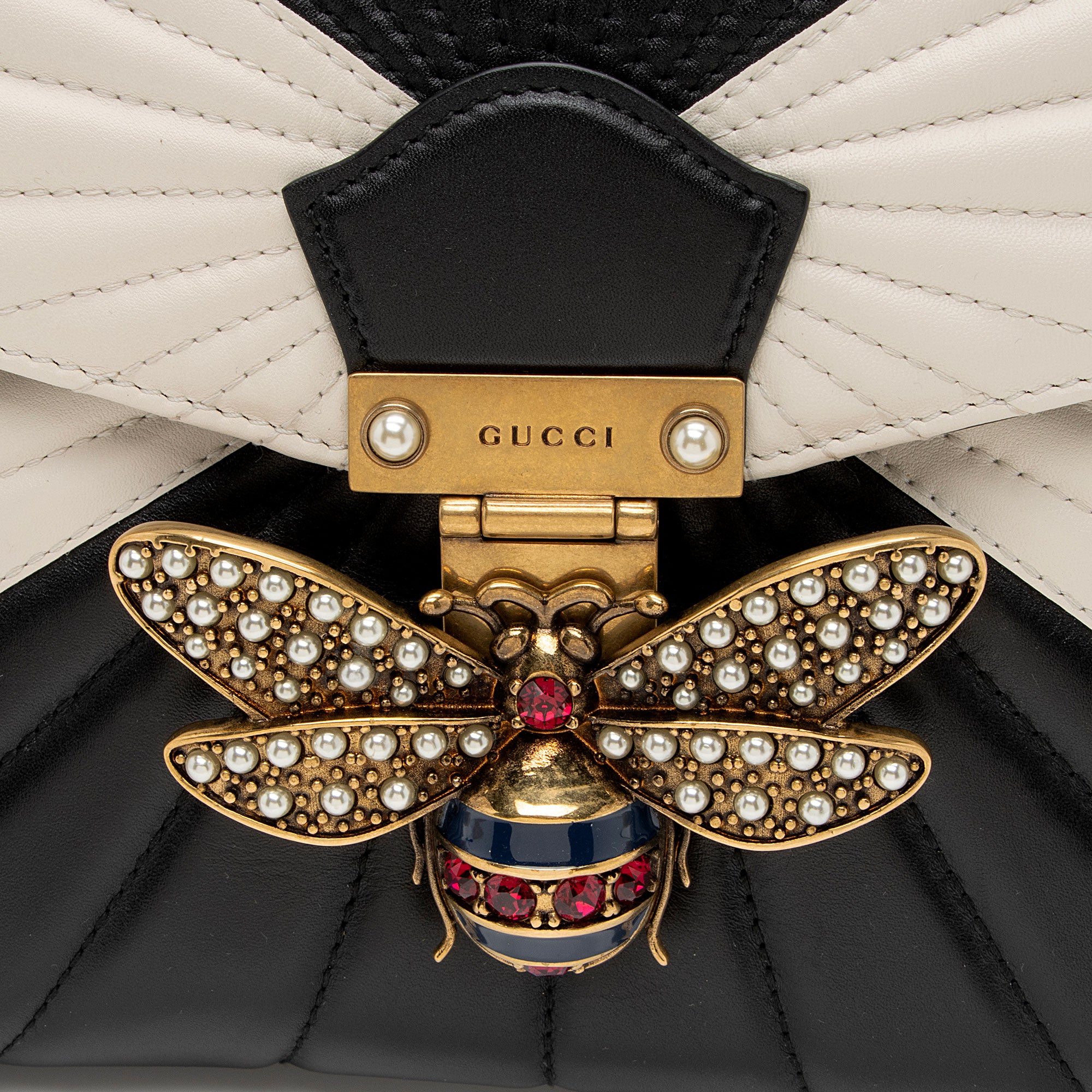 Gucci Quilted Leather Queen Margaret Bee Clutch