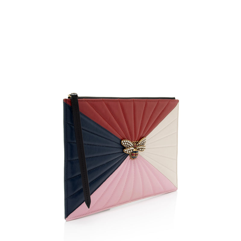 Gucci Quilted Leather Queen Margaret Bee Zip Clutch SHF ghI7kn LuxeDH