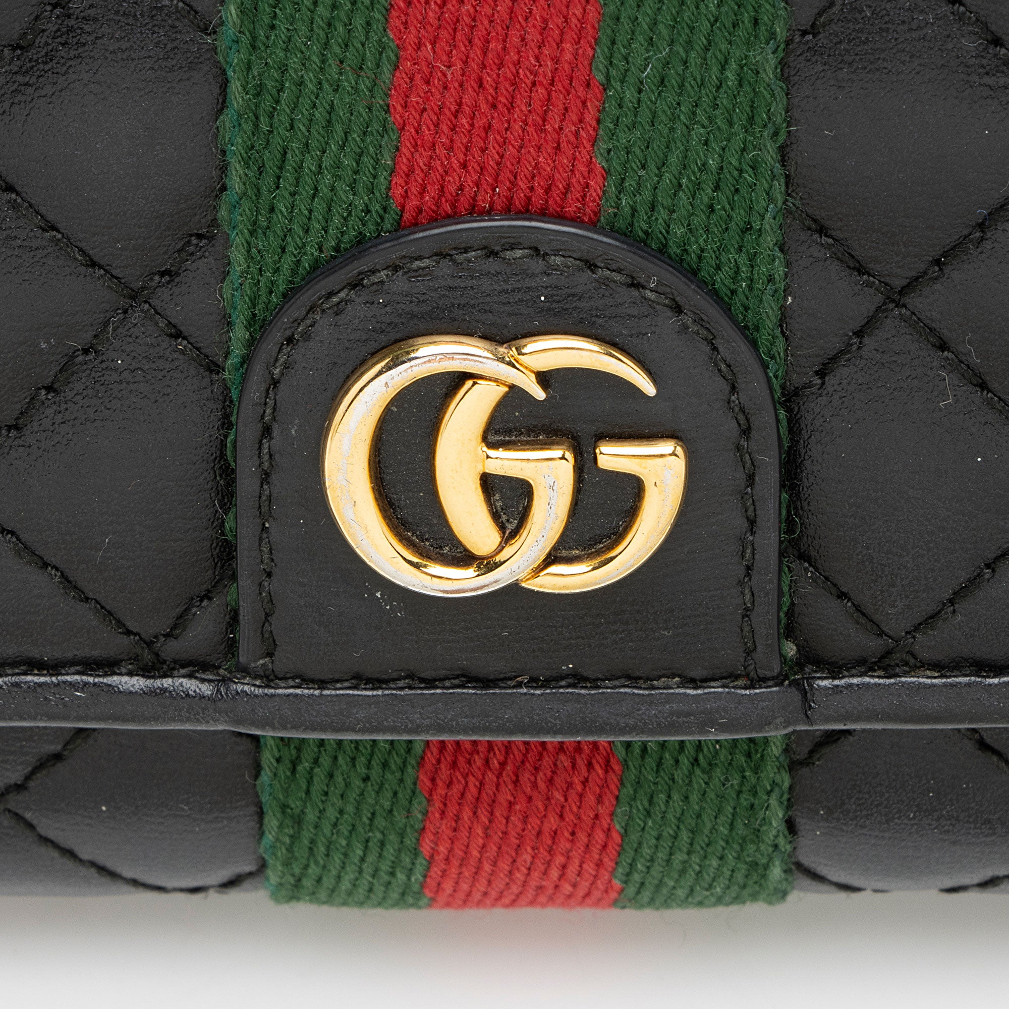 Gucci Quilted Leather GG Marmont Web Trapuntata Continental Wallet