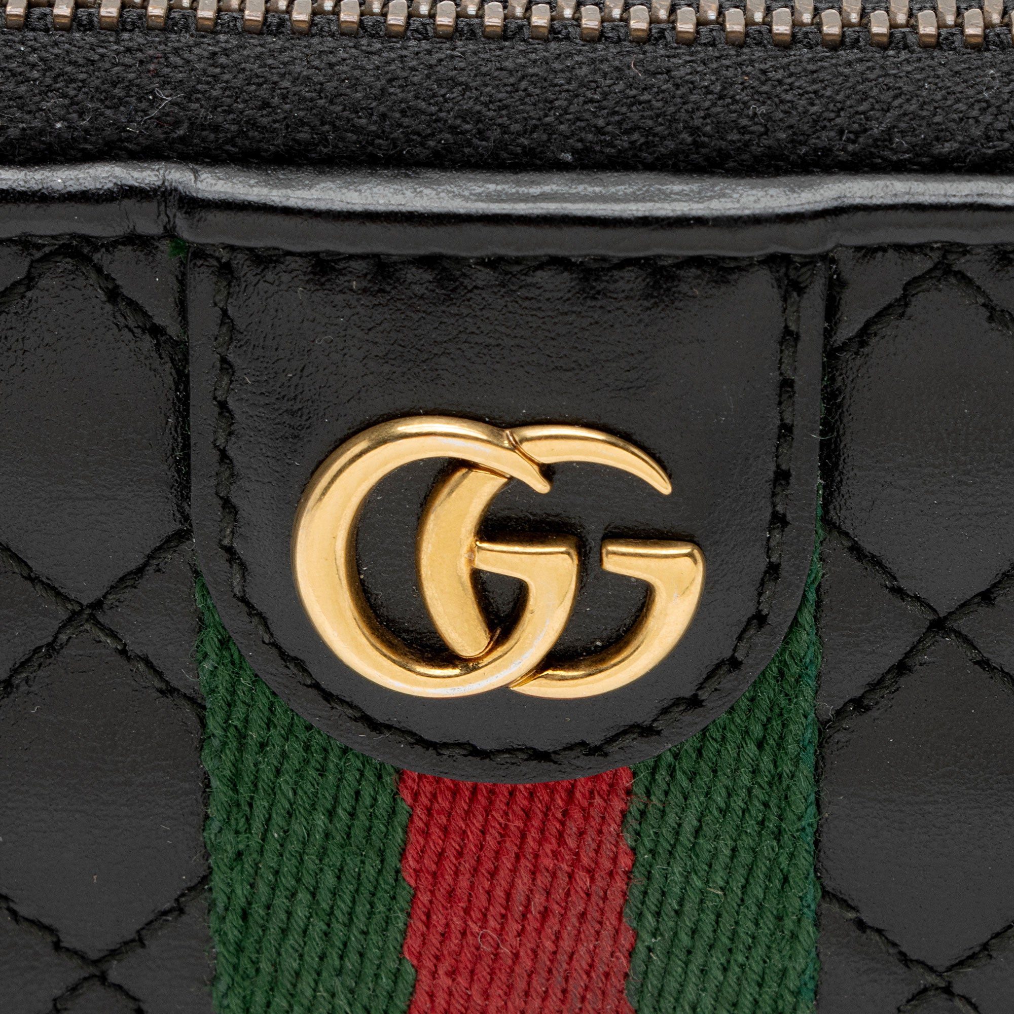 Gucci Quilted Leather Web GG Marmont Zip Around Wallet (SHF-WCiWuL)