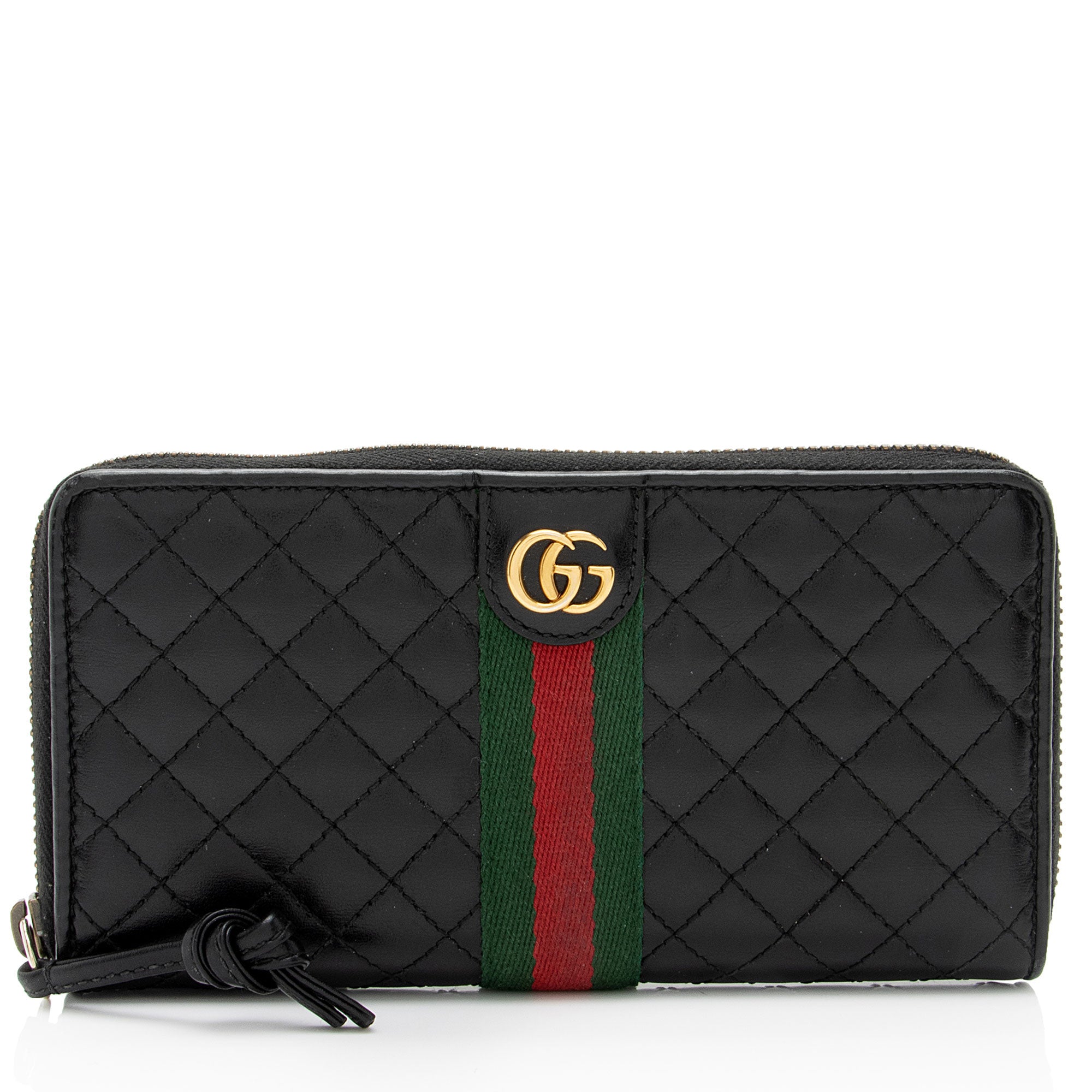 Gucci Quilted Leather Web GG Marmont Zip Around Wallet (SHF-WCiWuL)