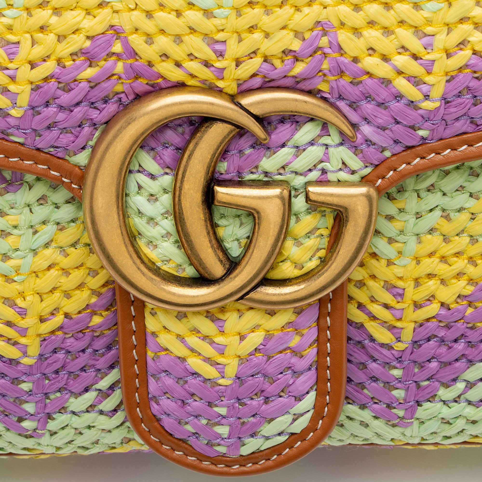 Gucci Raffia GG Marmont Medium Flap Bag