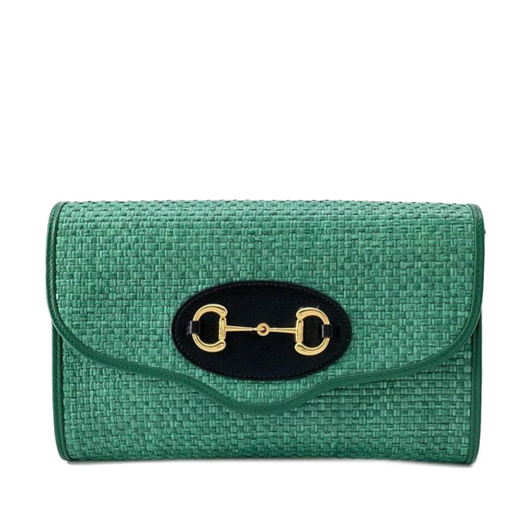 Gucci Raffia Horsebit 1955 Chain Bag (SHG-5XcQjW)