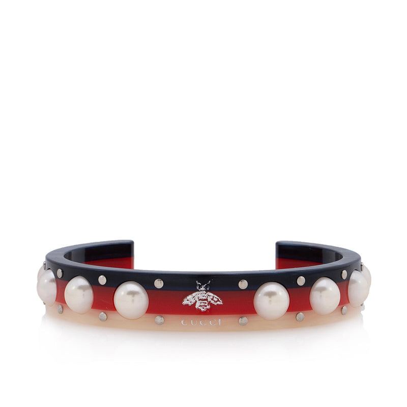 Gucci Resin Web Cuff Bracelet (SHF-E8d1X8)