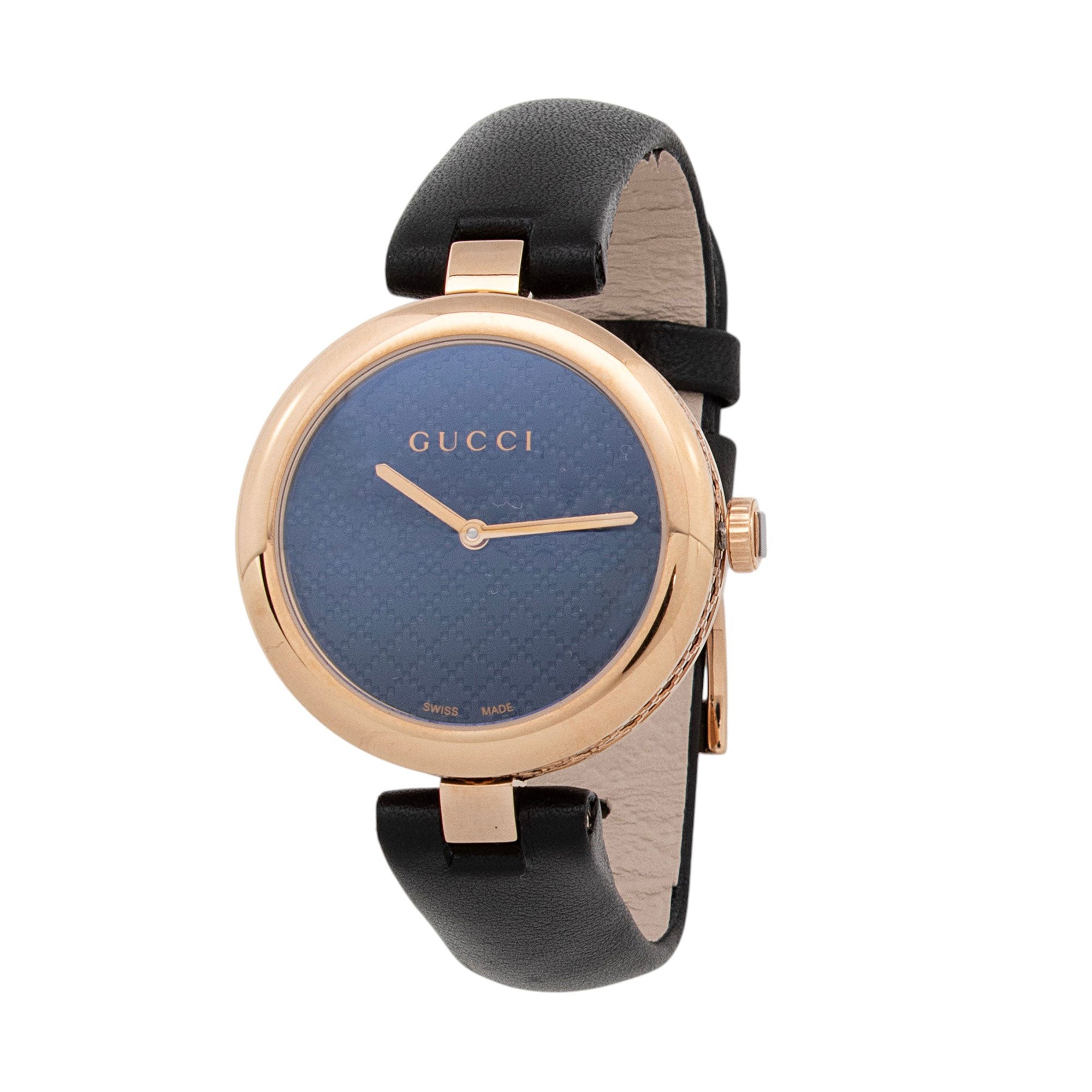 Gucci Rose Gold Leather Diamantissima 32mm Watch