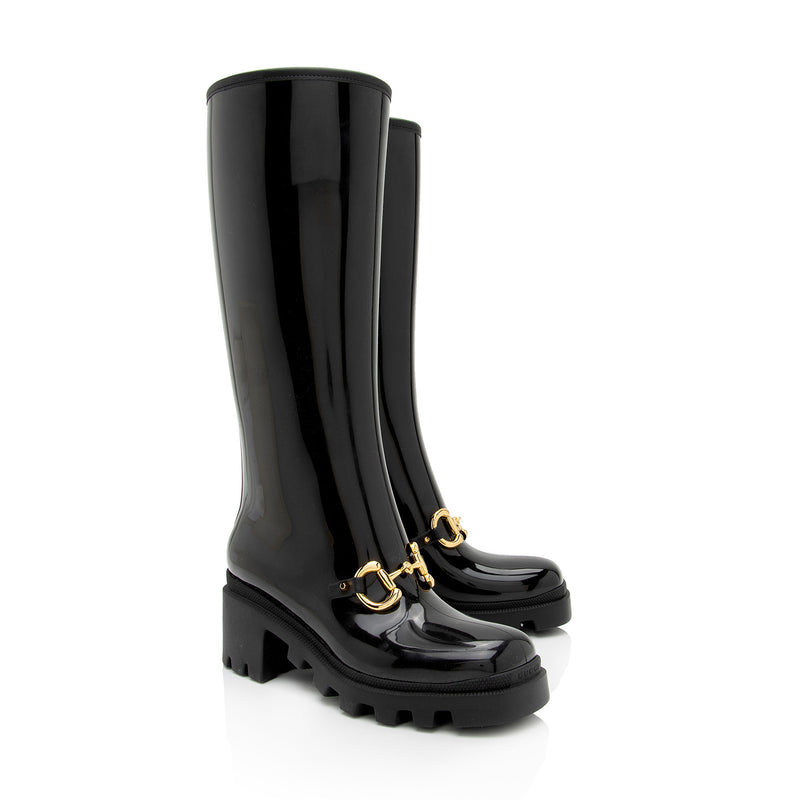 Gucci Rubber Horsebit Tall Boots - Size 7 / 37 (SHF-2lRdpB) – LuxeDH
