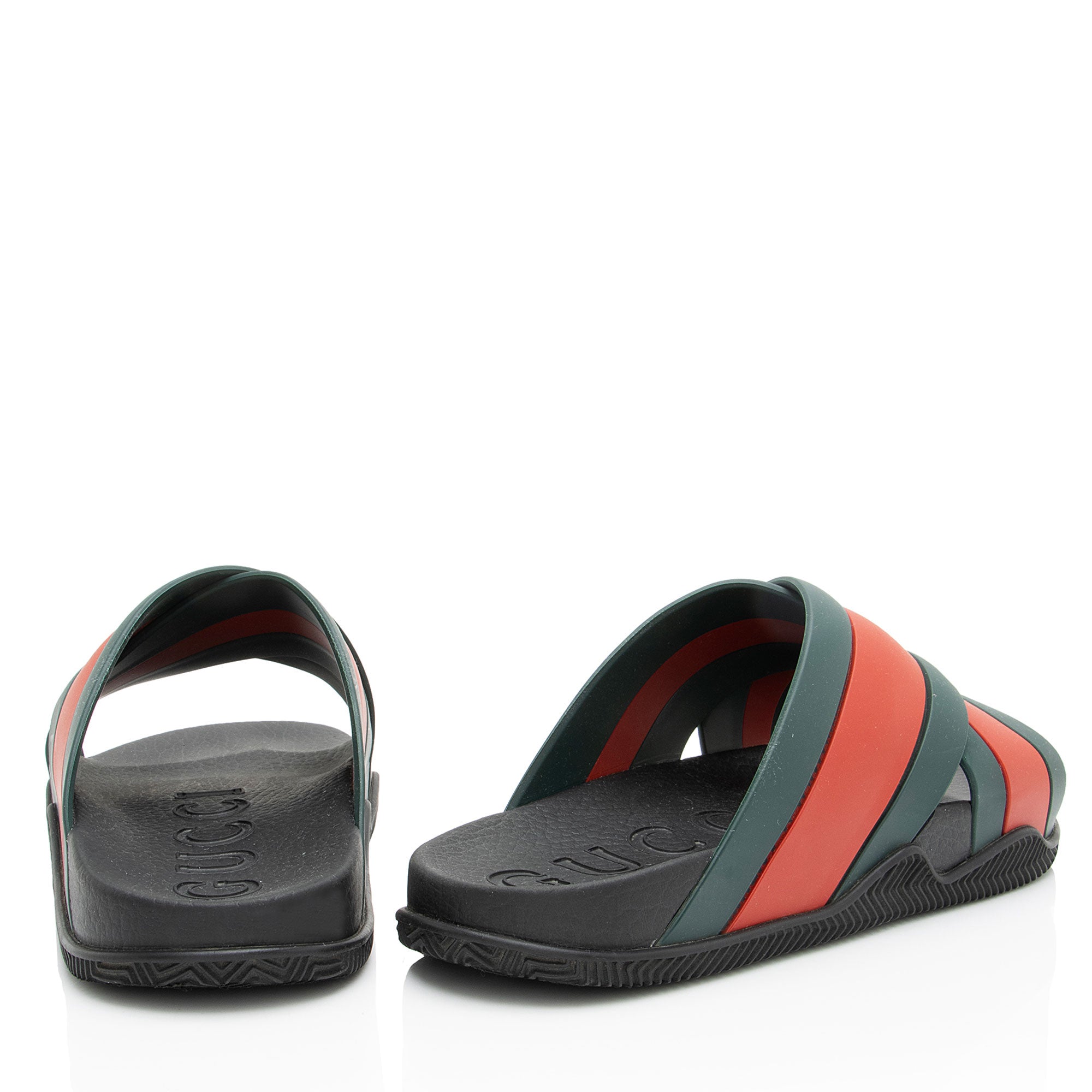 Gucci Rubber Web Criss Cross Slides - Men's Size 6 / 40