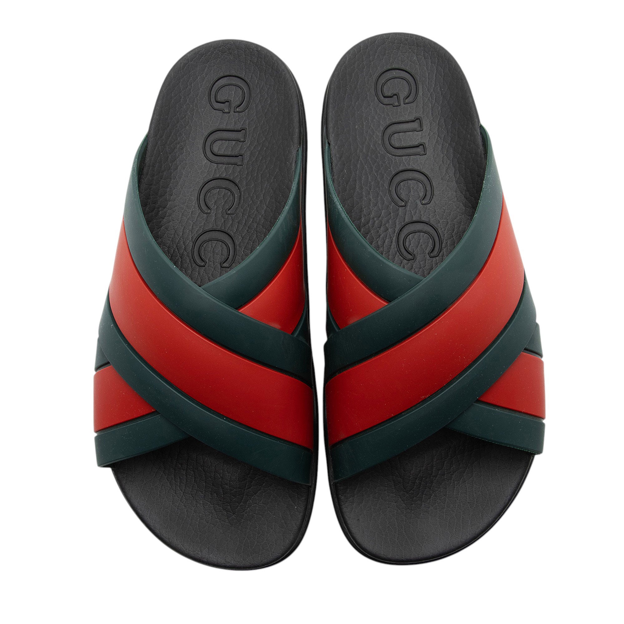 Gucci Rubber Web Criss Cross Slides - Men's Size 6 / 40
