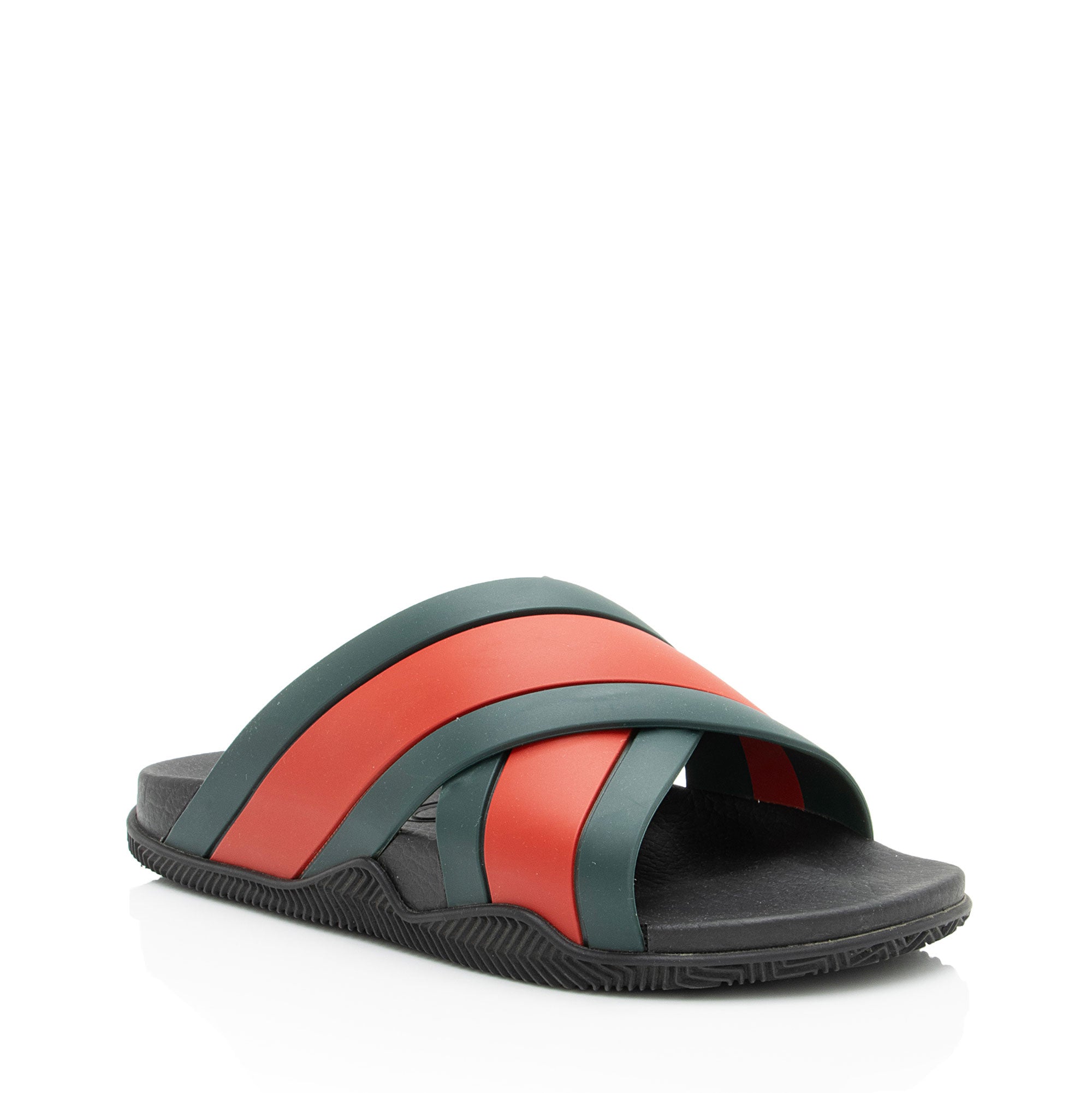 Gucci Rubber Web Criss Cross Slides - Men's Size 6 / 40