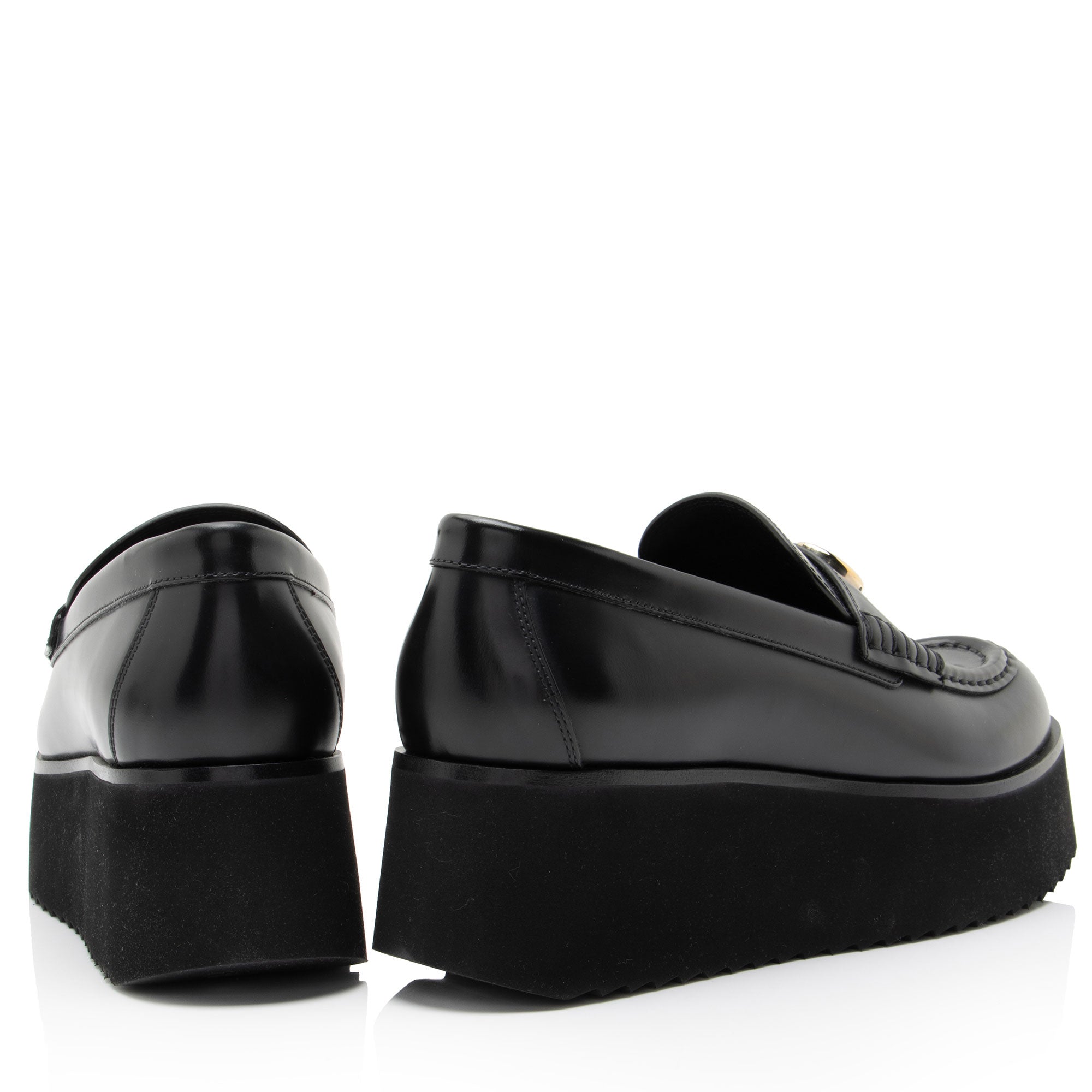 Gucci Shiny Calfskin GG Creeper Platform Loafers - Size 9 / 39