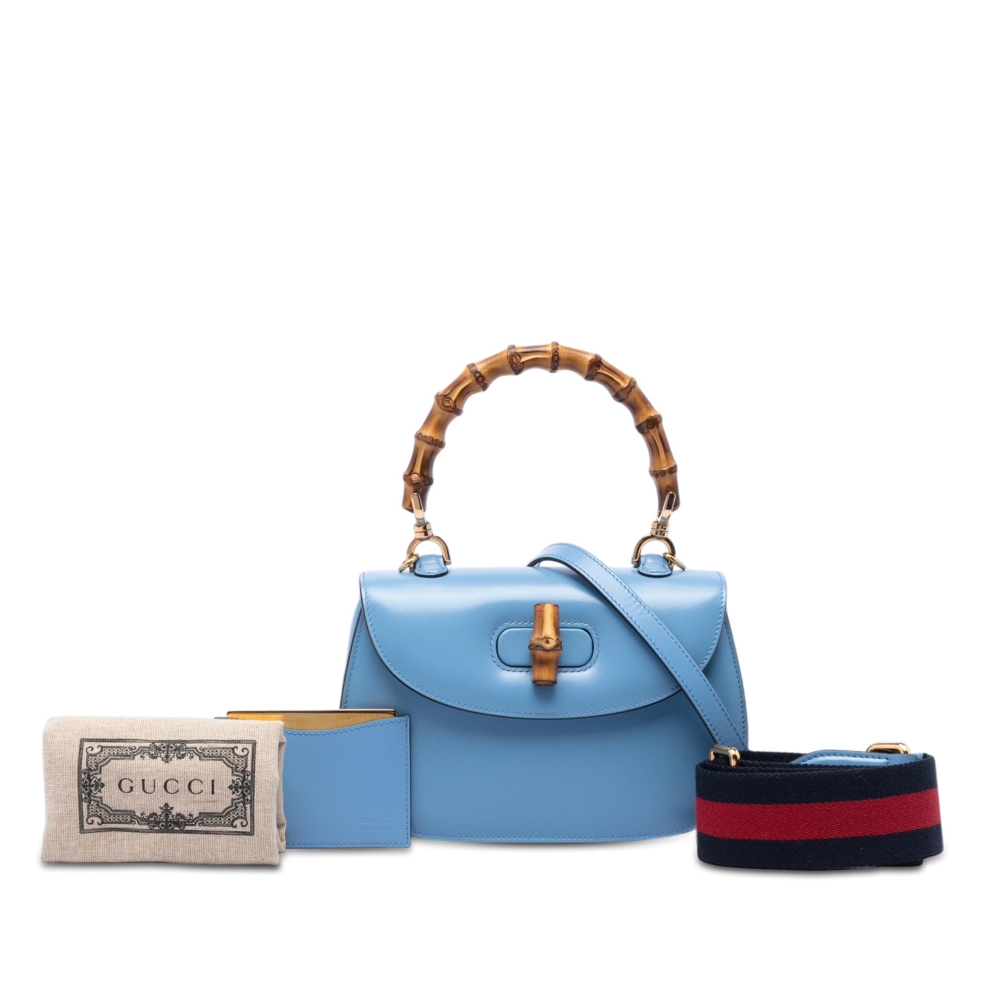 Gucci Small Calfskin 1947 Bamboo Top Handle Bag