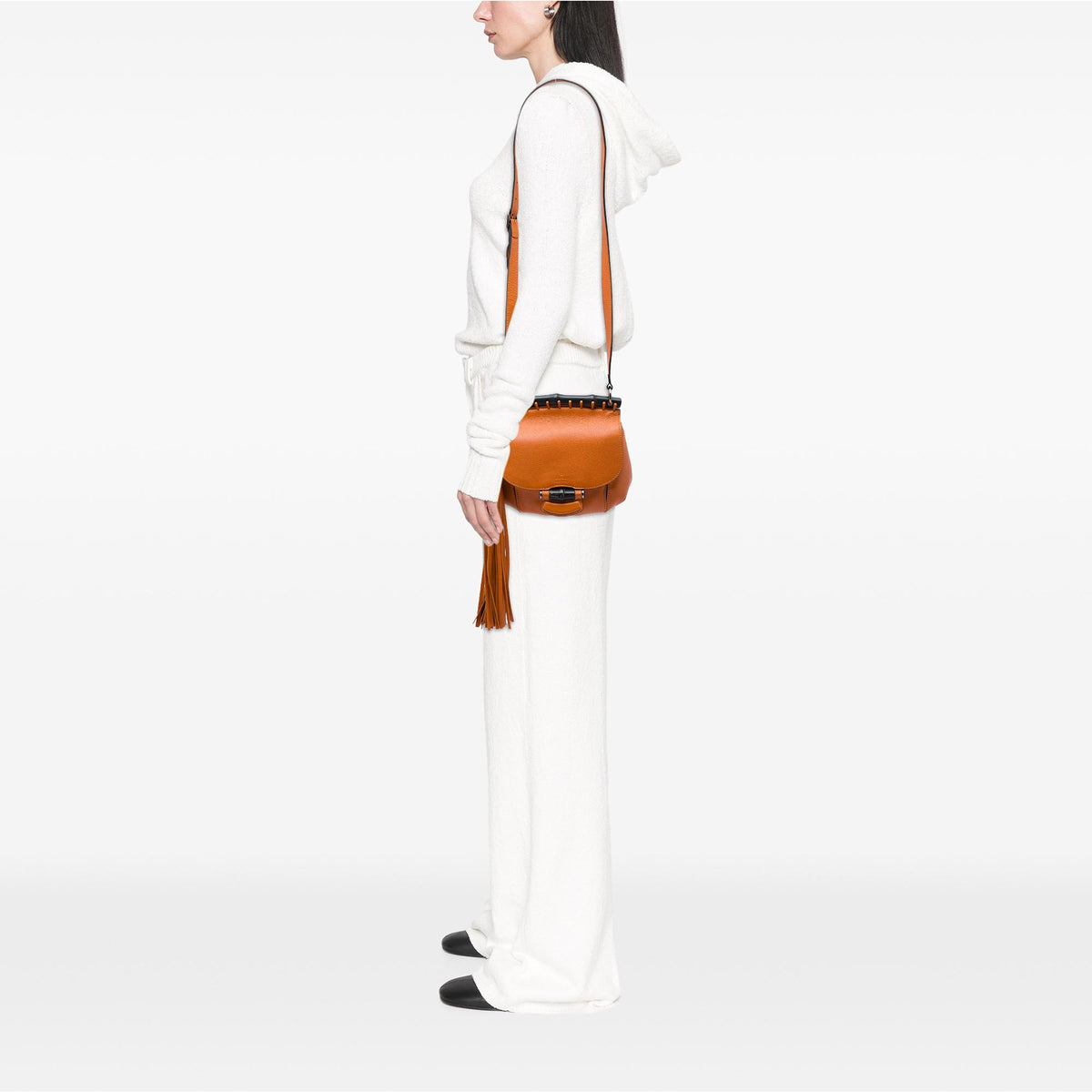 Gucci Small Calfskin Bamboo Nouveau Fringe Crossbody