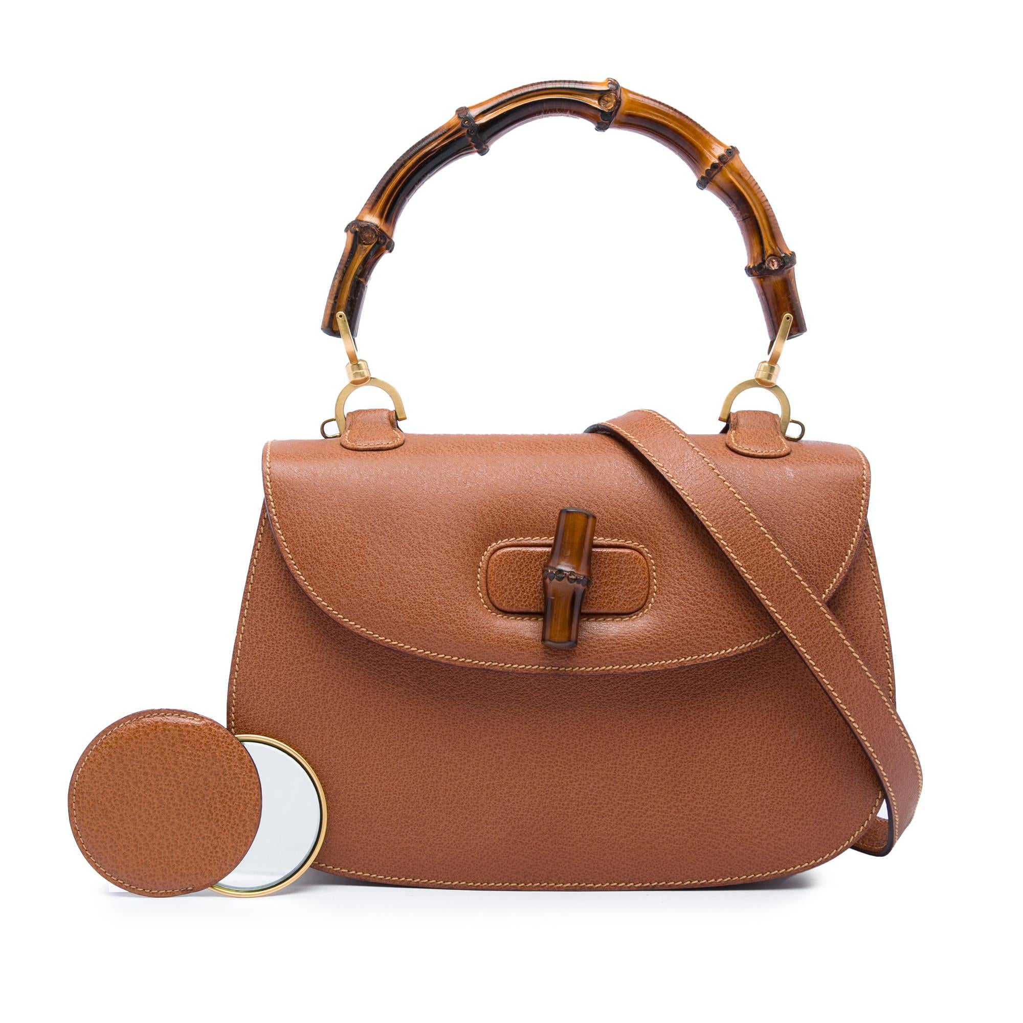 Gucci Small Calfskin Bamboo Top Handle Bag