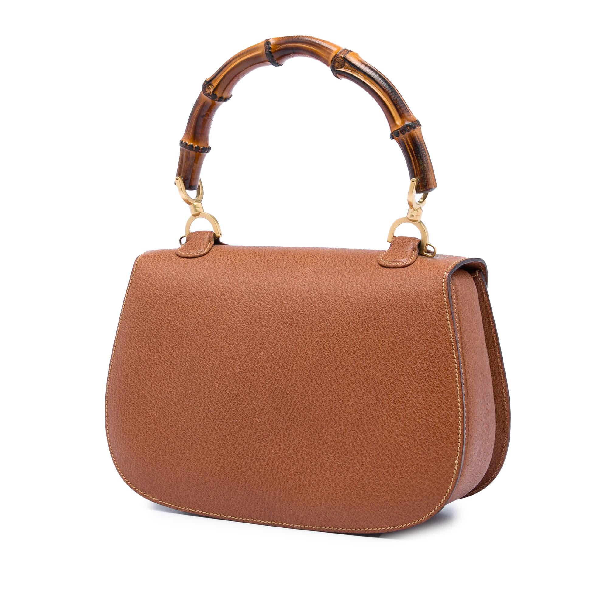 Gucci Small Calfskin Bamboo Top Handle Bag