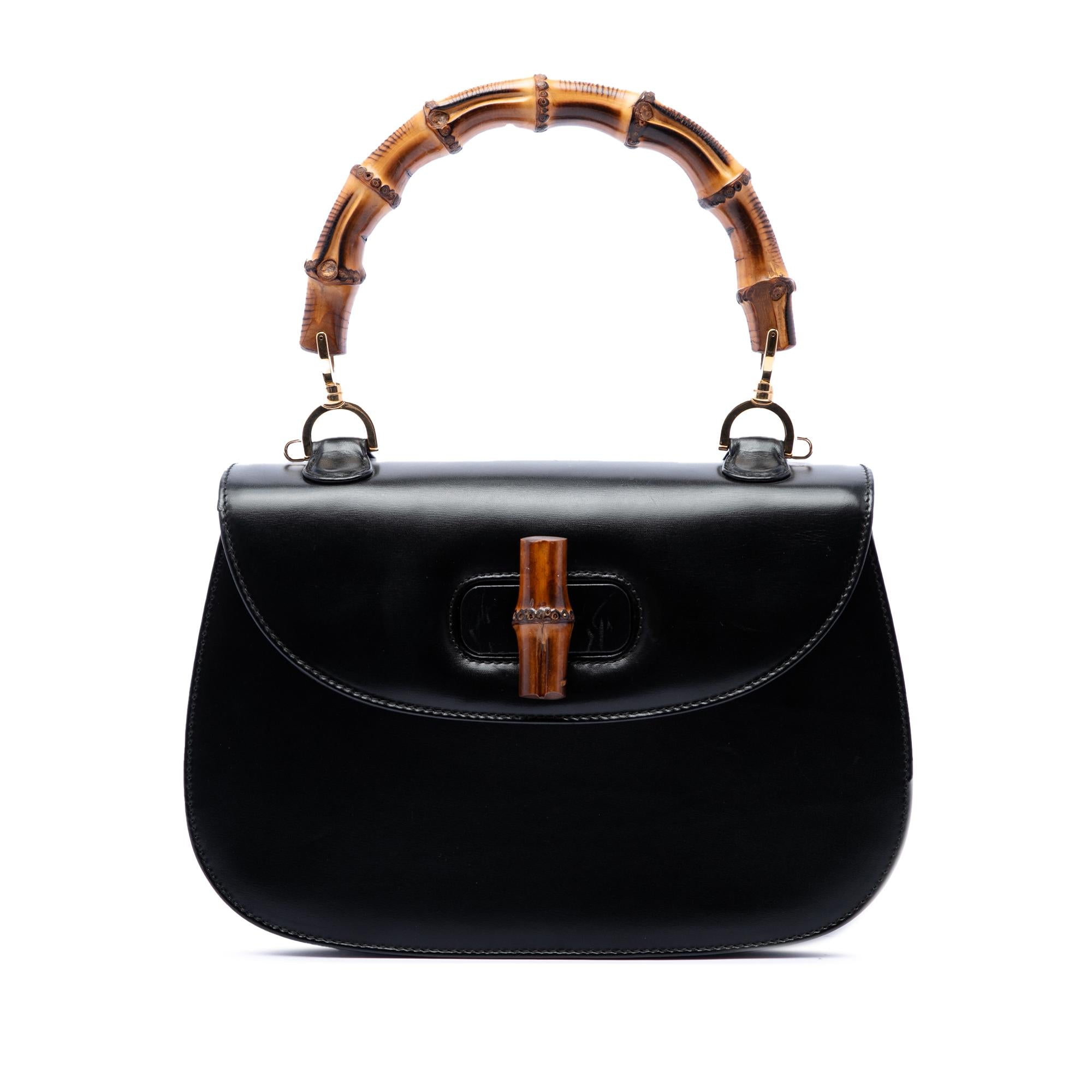 Gucci Small Calfskin Bamboo Top Handle Bag