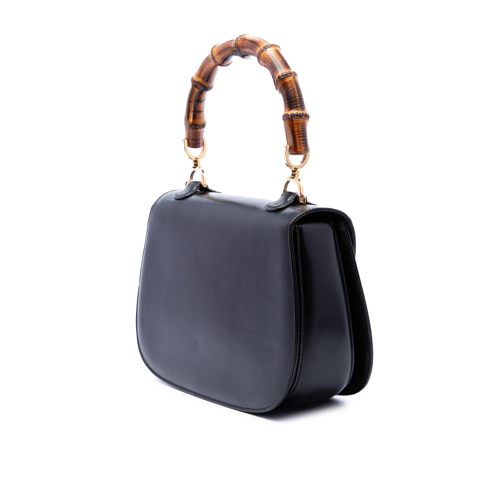 Gucci Small Calfskin Bamboo Top Handle Bag