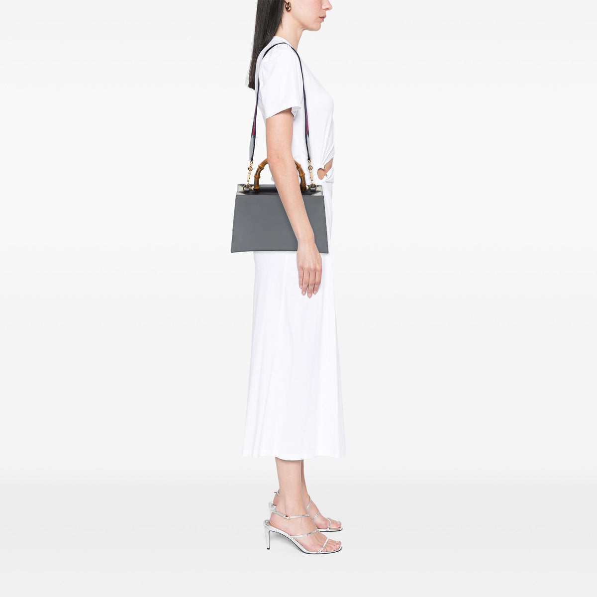 Gucci Small Calfskin Bamboo Web Nymphaea Satchel