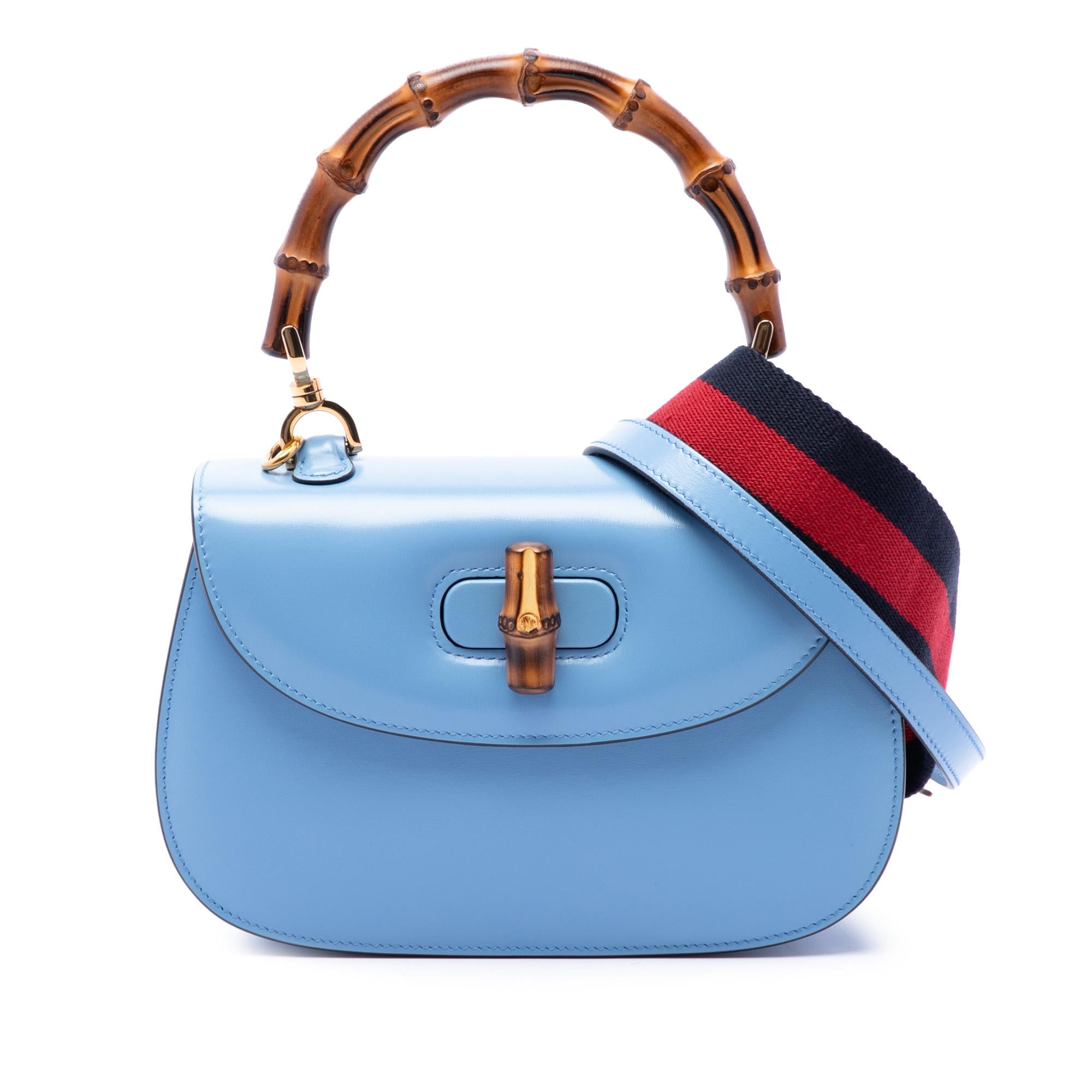 Gucci Small Calfskin Web Bamboo 1947 Top Handle Bag