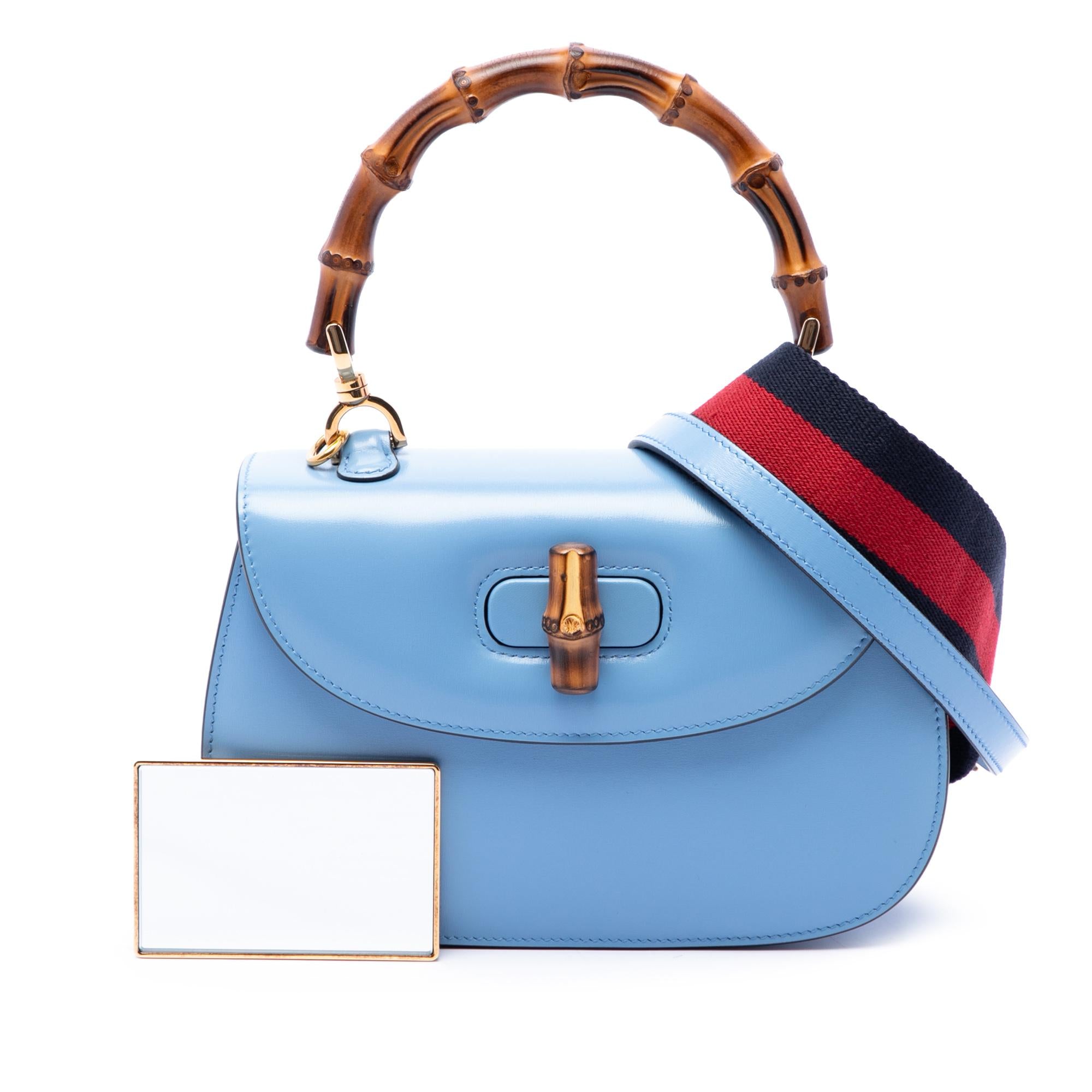 Gucci Small Calfskin Web Bamboo 1947 Top Handle Bag