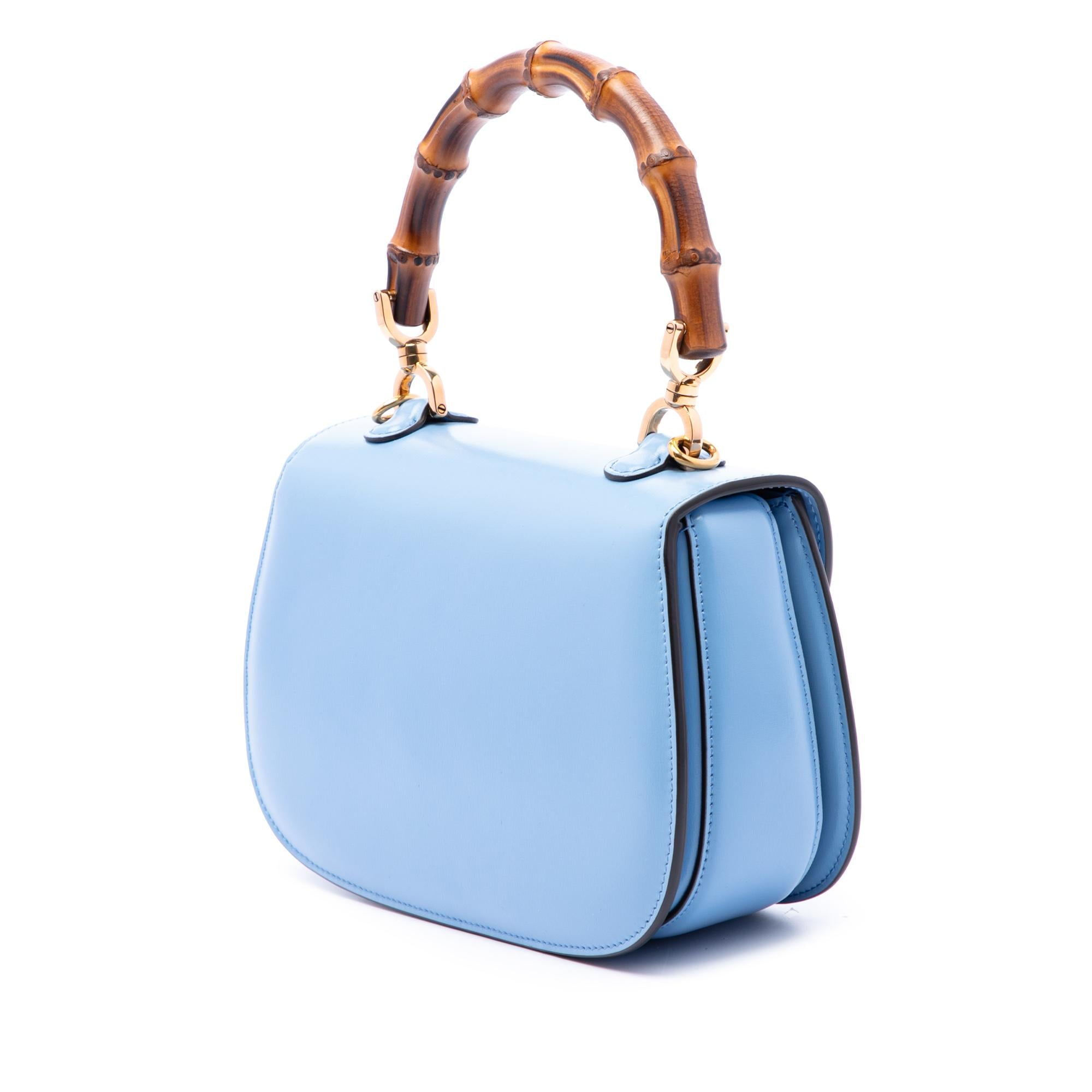 Gucci Small Calfskin Web Bamboo 1947 Top Handle Bag