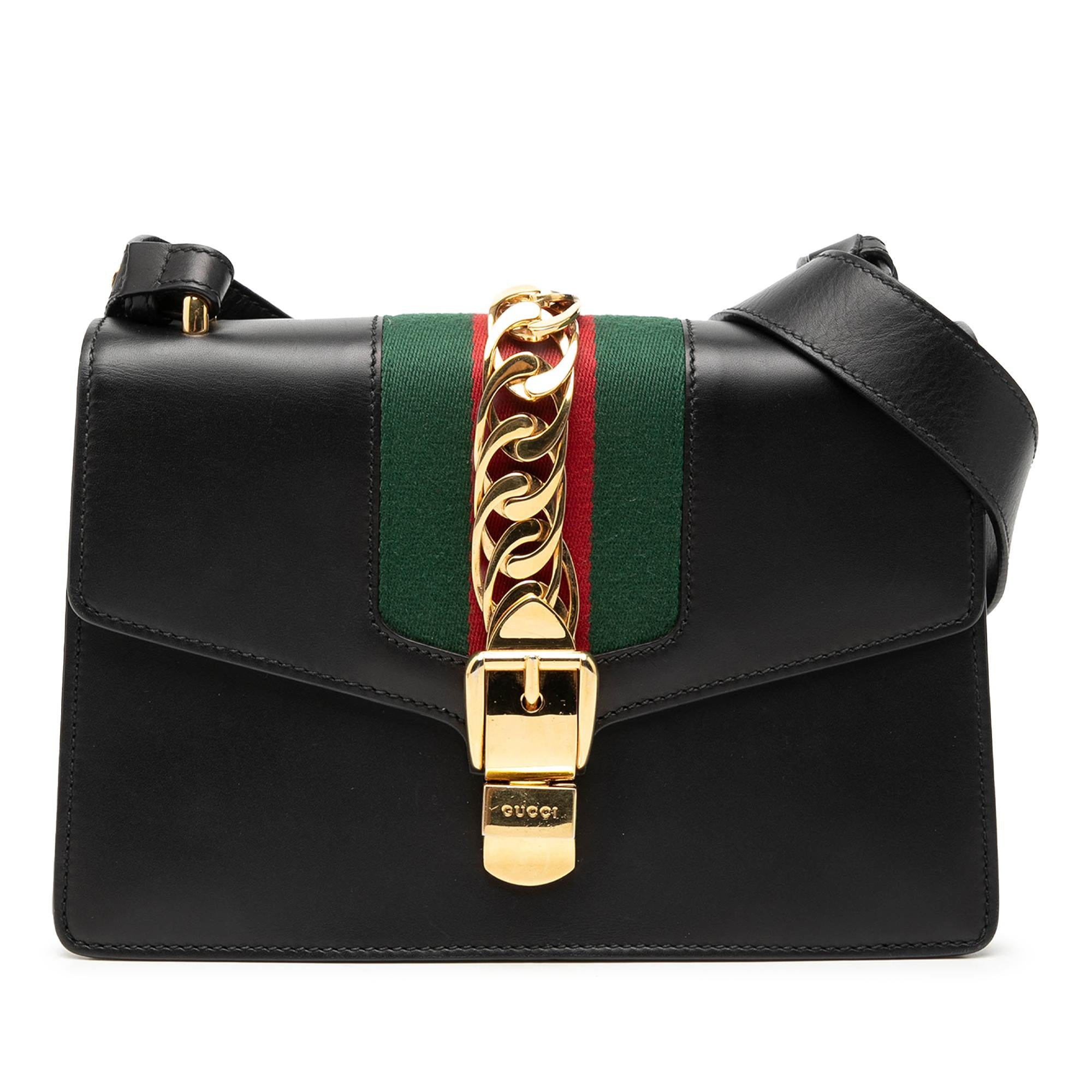Gucci Small Calfskin Web Sylvie Satchel