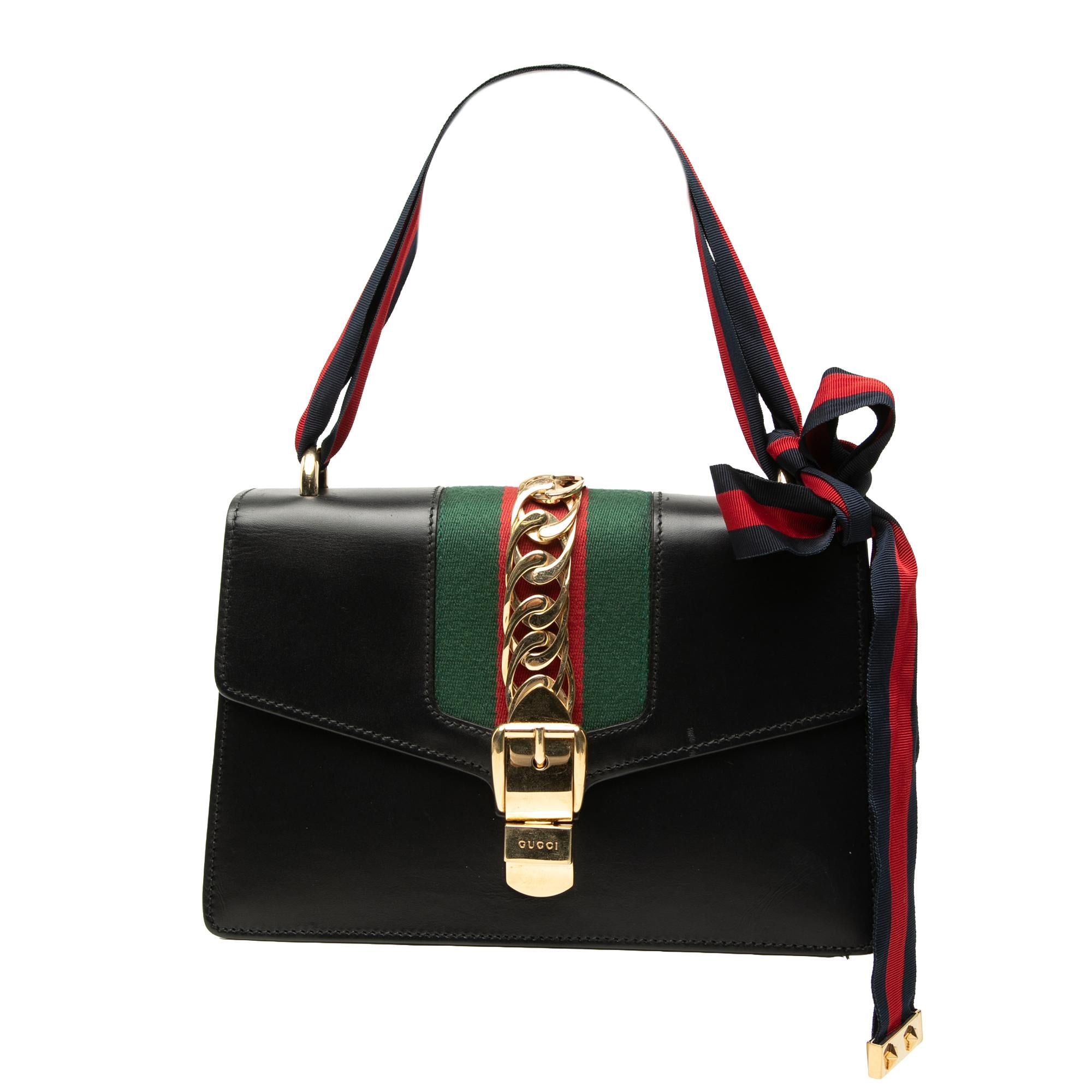 Gucci Small Calfskin Web Sylvie Satchel